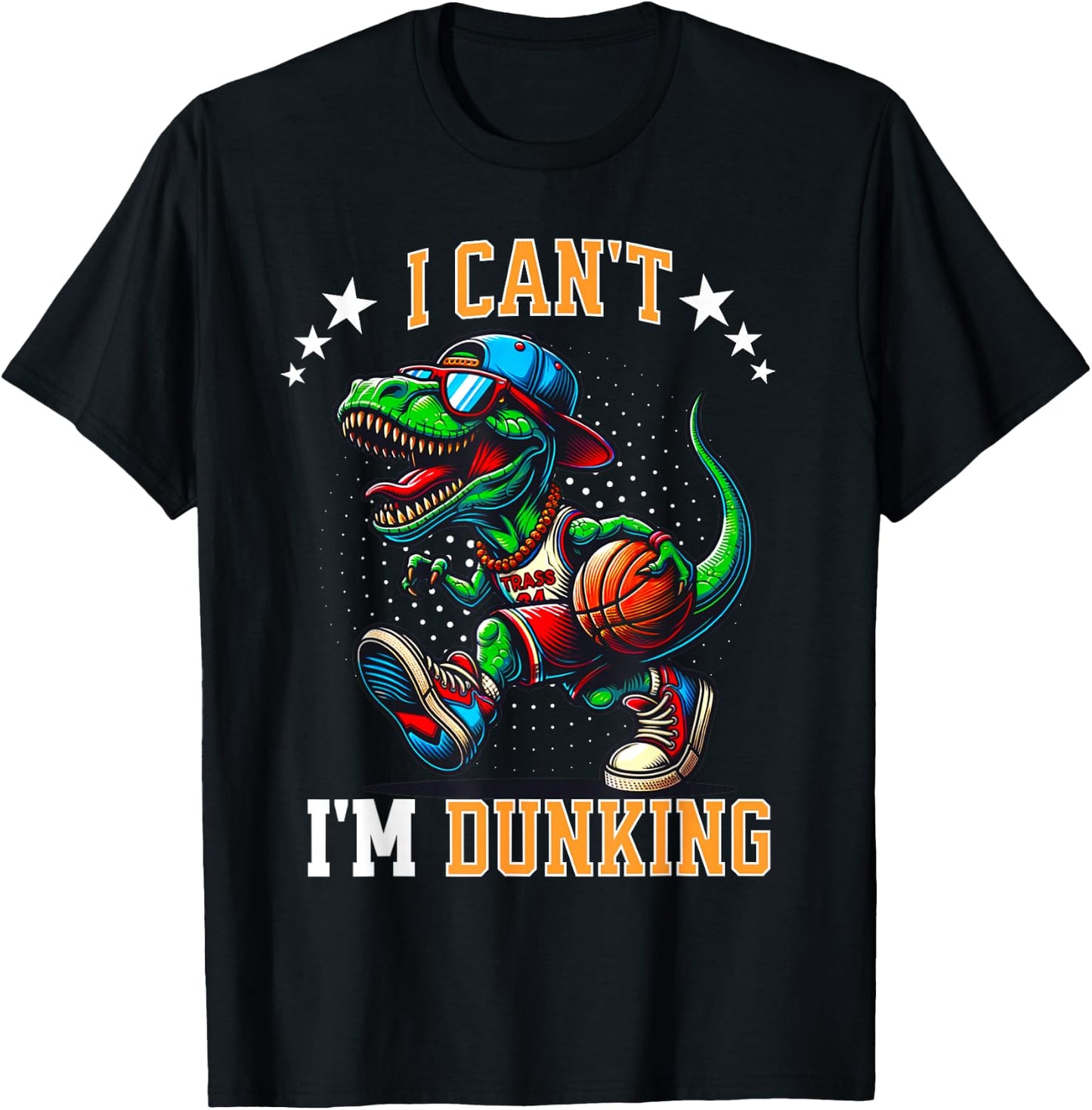 I'm Dunking Basketball Dinosaur T Rex Player Kids Boys Teens T-Shirt - T-Shirt | Black
