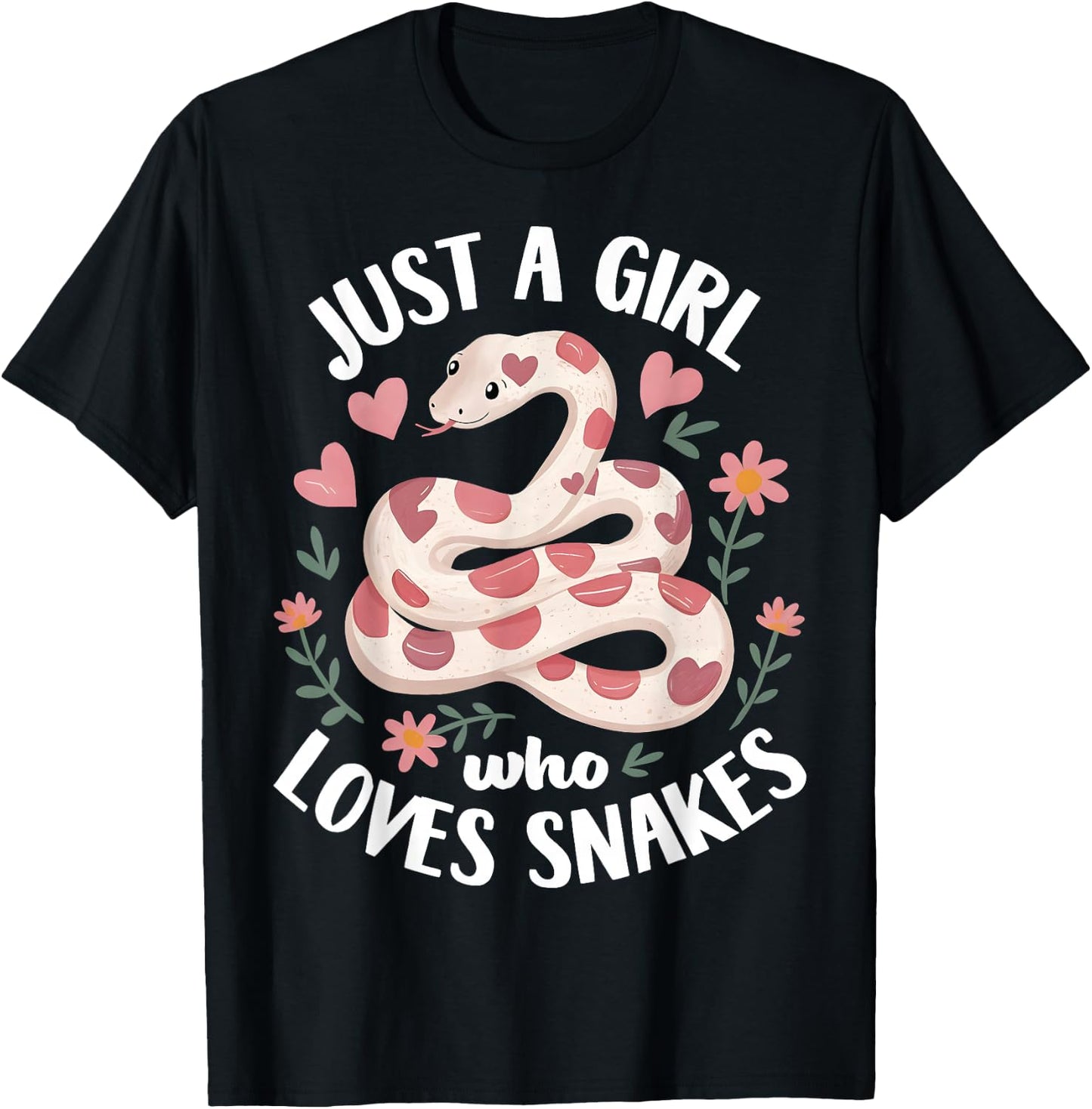 Girl Loves Snakes - Woman Snake Lover - I Love Snakes T-Shirt - T-Shirt | Black