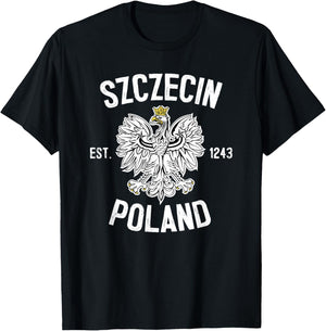 Szczecin Poland Polish Eagle Heritage Pride Dyngus Day T-Shirt - T-Shirt | Black