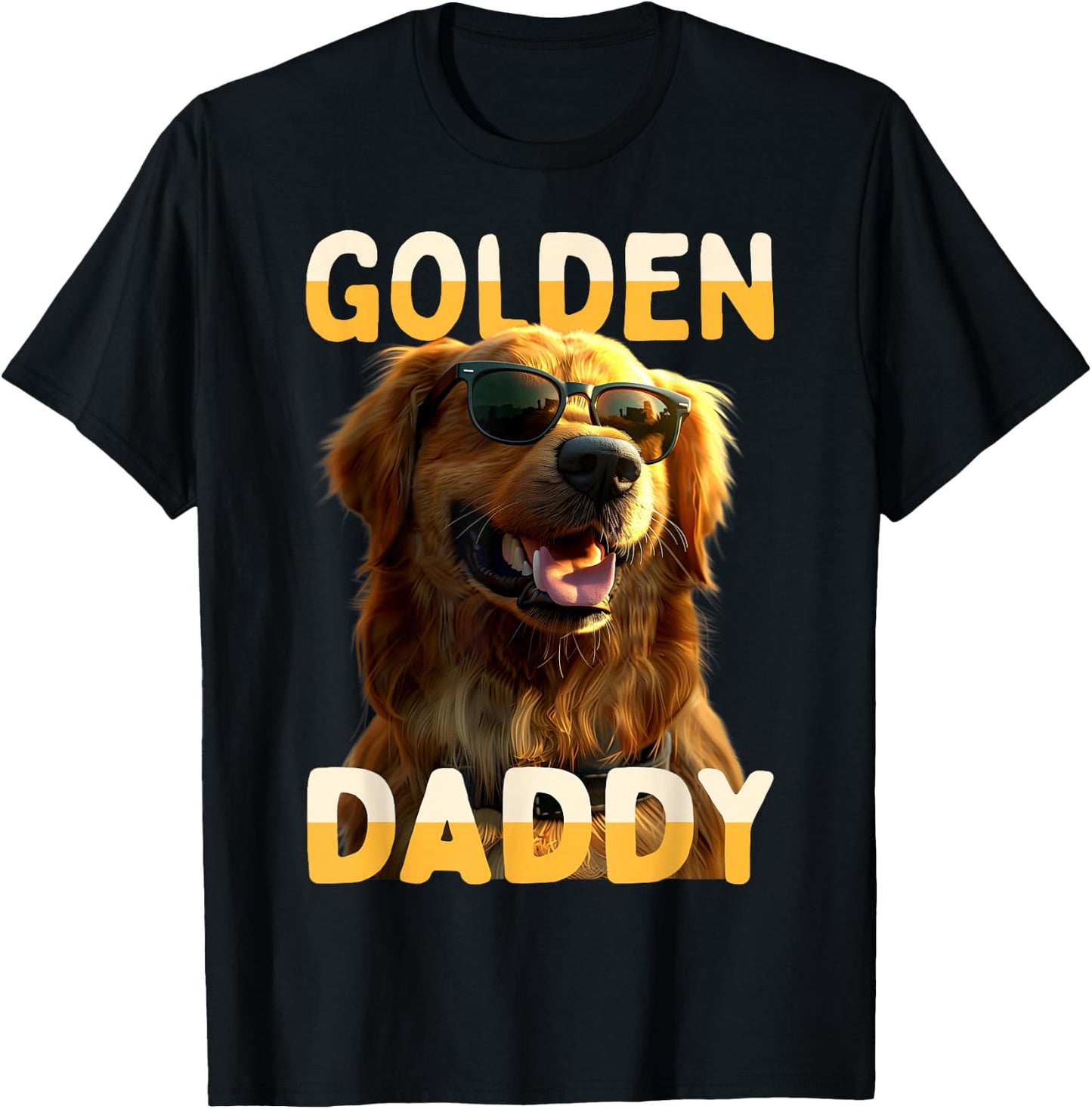 Golden Daddy Dad Father's Day Dad Golden Retriever Dad T-Shirt - T-Shirt | Black