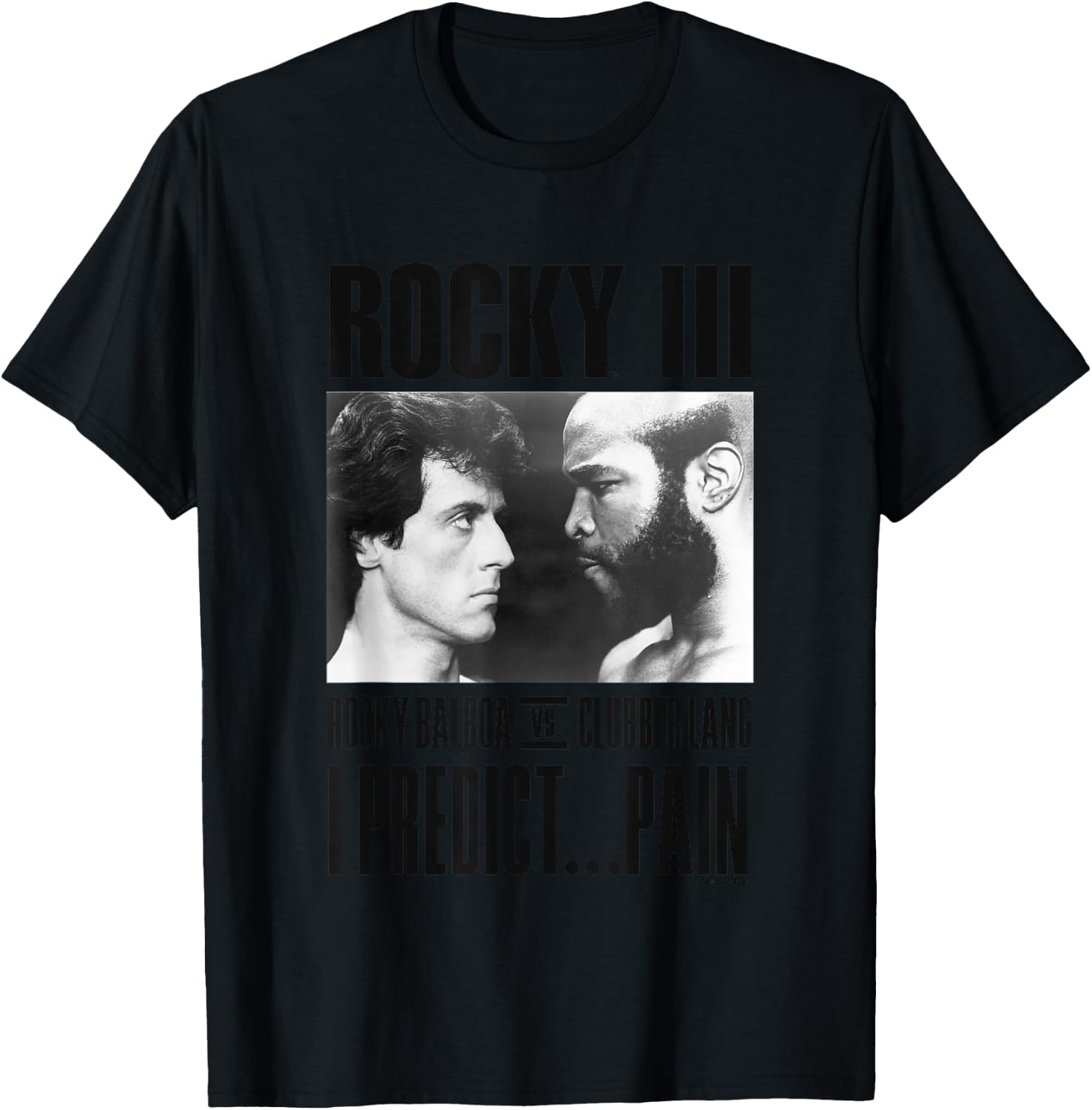 Rocky III I Predict Pain Rocky Vs Clubber Lang Panel , grey, S T-Shirt - T-Shirt | Black