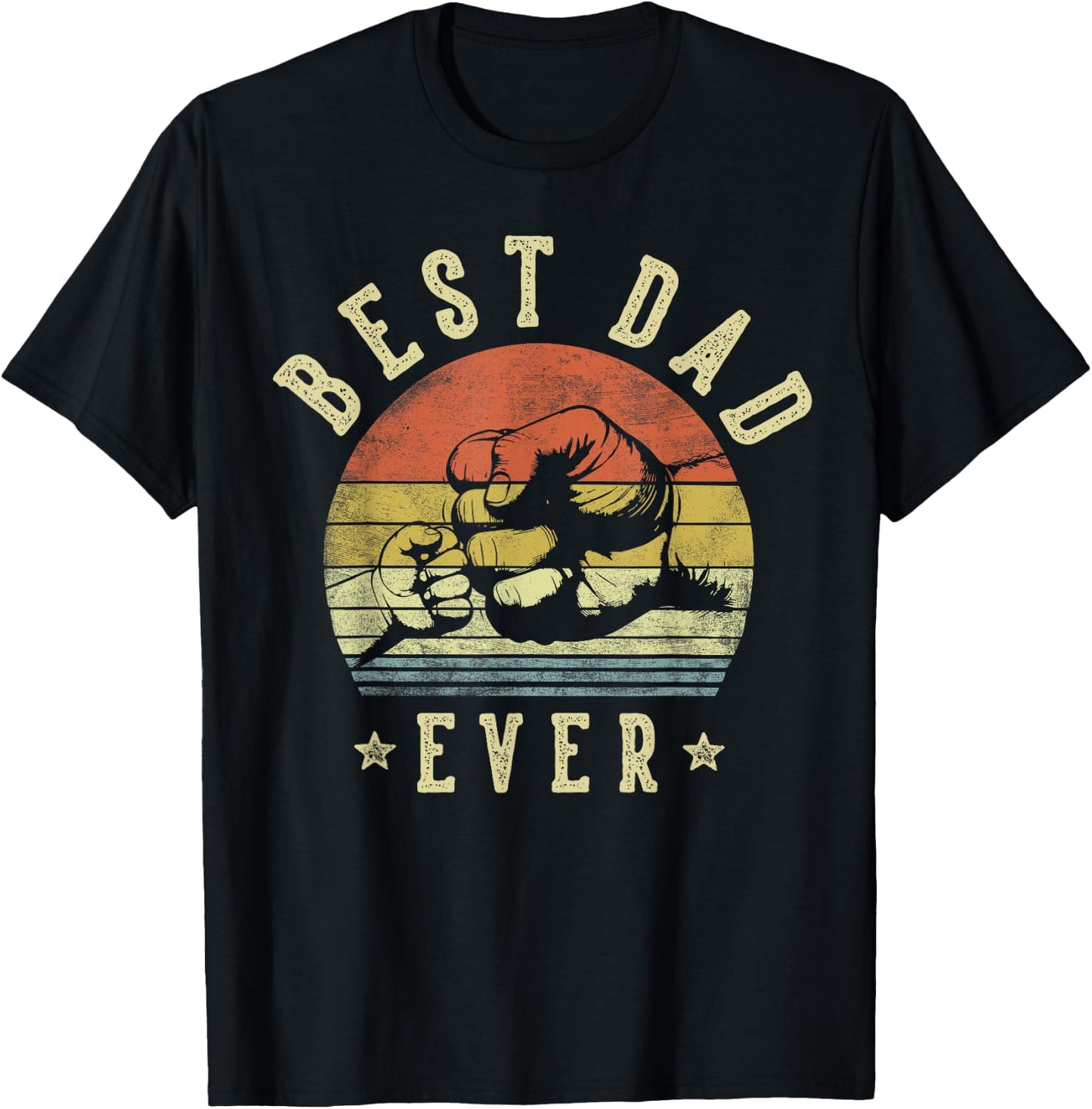 Best Dad Ever - Retro Fist Bump Vintage Design Dad T-Shirt - T-Shirt | Black