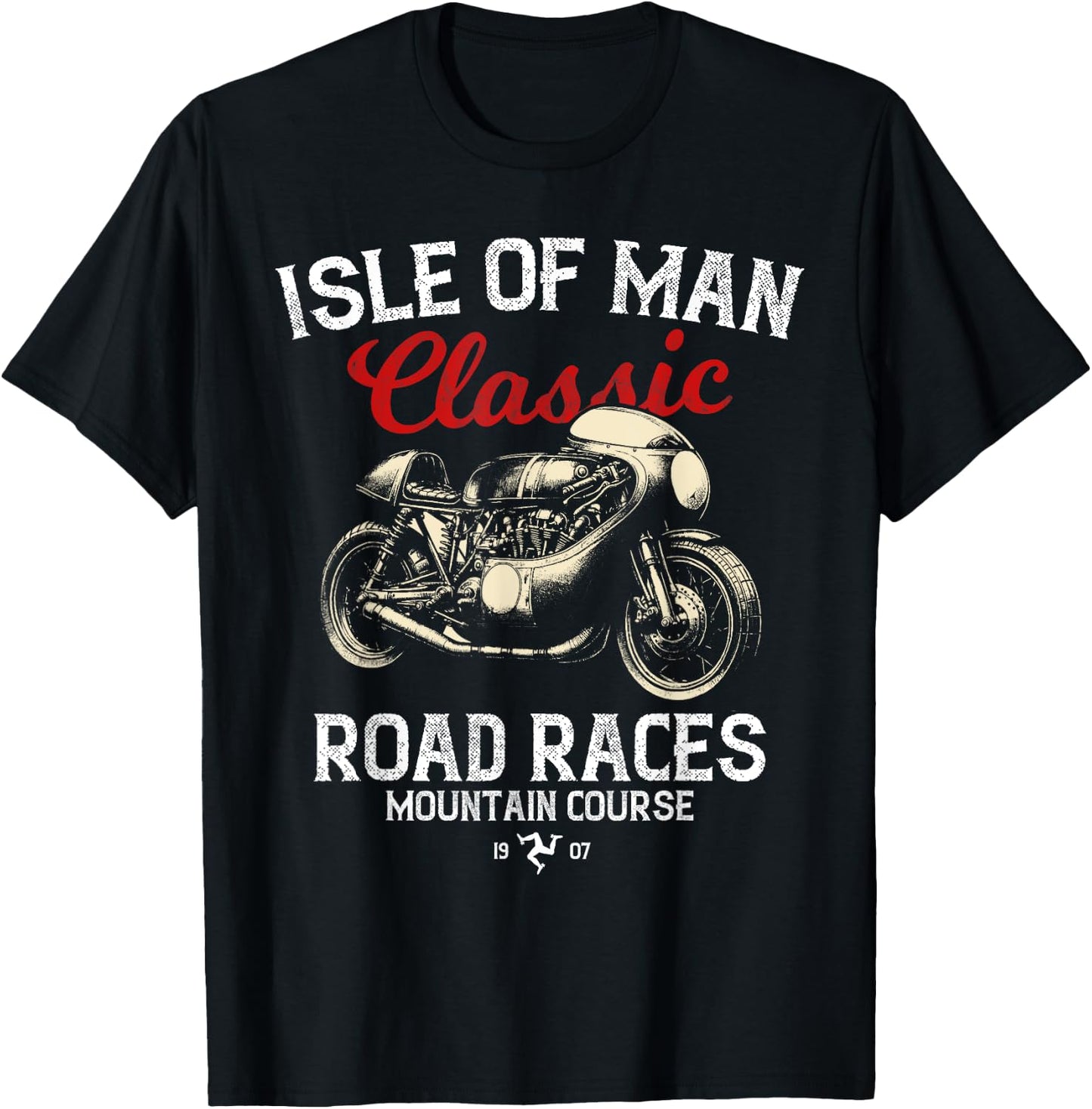 Retro Isle of Man TT Races Vintage Motorcycle Race , black T-Shirt - T-Shirt | Black