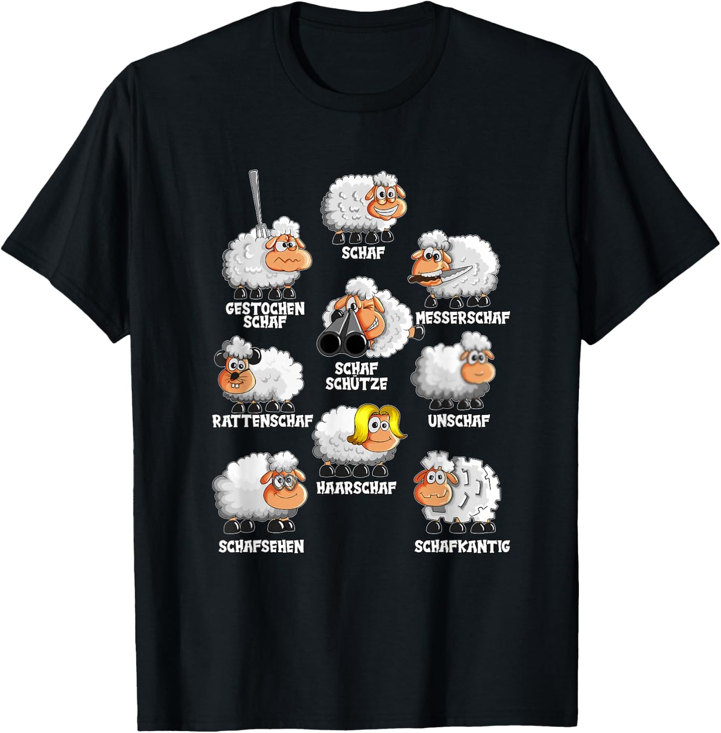 Funny Sheep Knife Sheep Rat Sheep , black, s T-Shirt - T-Shirt | Black
