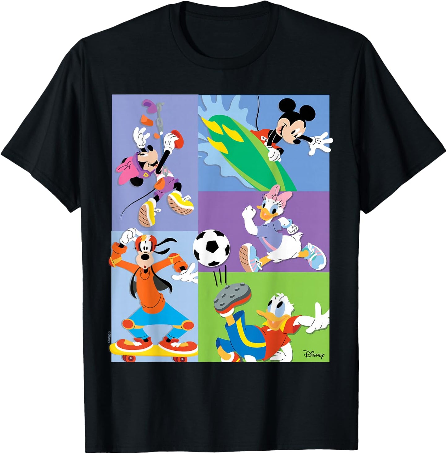 Mickey Mouse Minnie Mouse Donald Duck Daisy Duck Goofy Sport T-Shirt - T-Shirt | Black