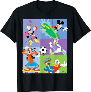 Mickey Mouse Minnie Mouse Donald Duck Daisy Duck Goofy Sport T-Shirt - T-Shirt | Black