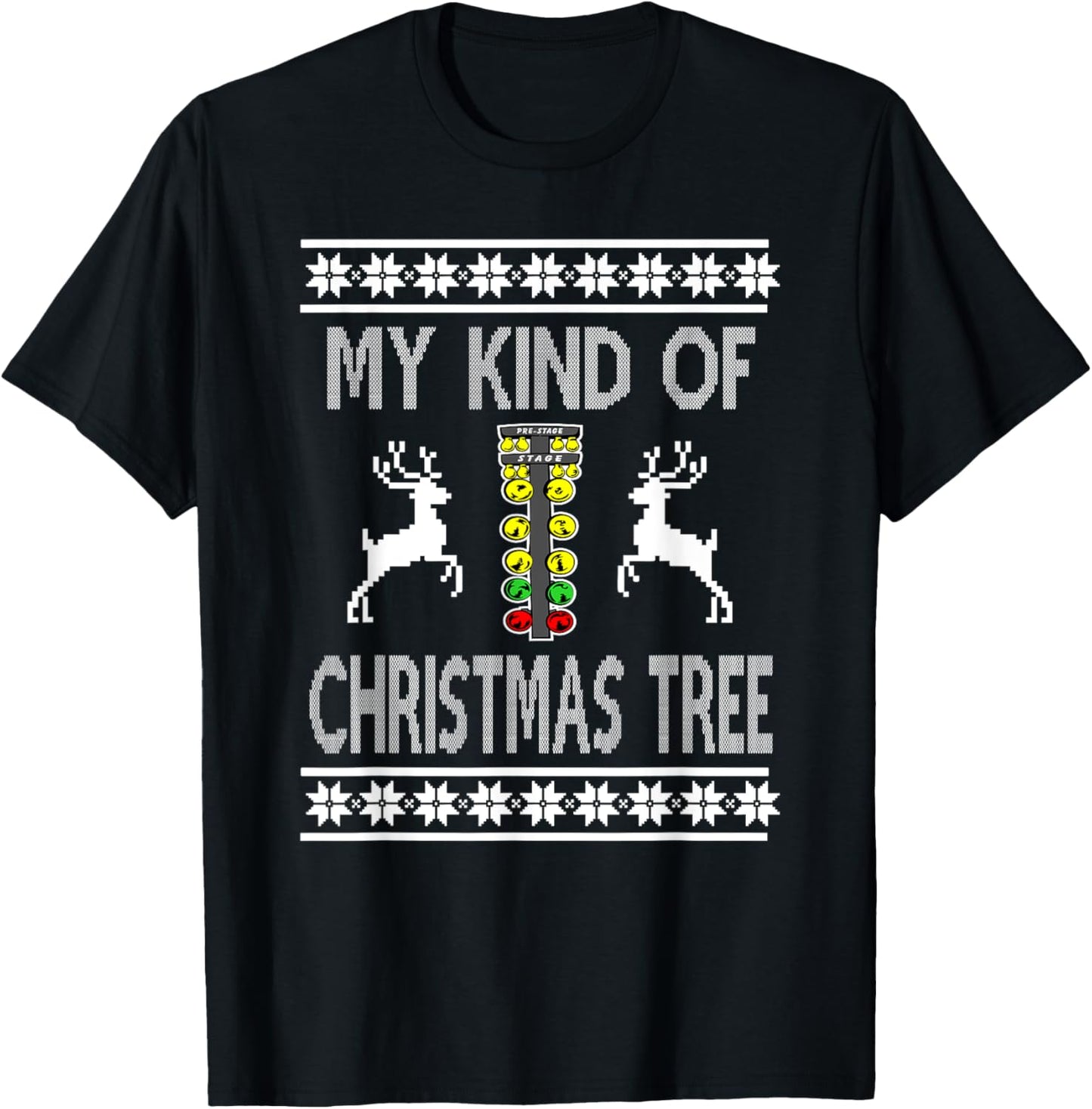 Drag Racing Christmas Tree Sweater T-Shirt - T-Shirt | Black