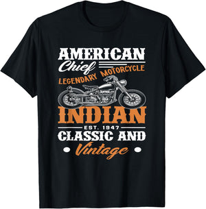 Vintage American Motorrad Indian Biker Lustiges Motorrad T-Shirt - T-Shirt | Black