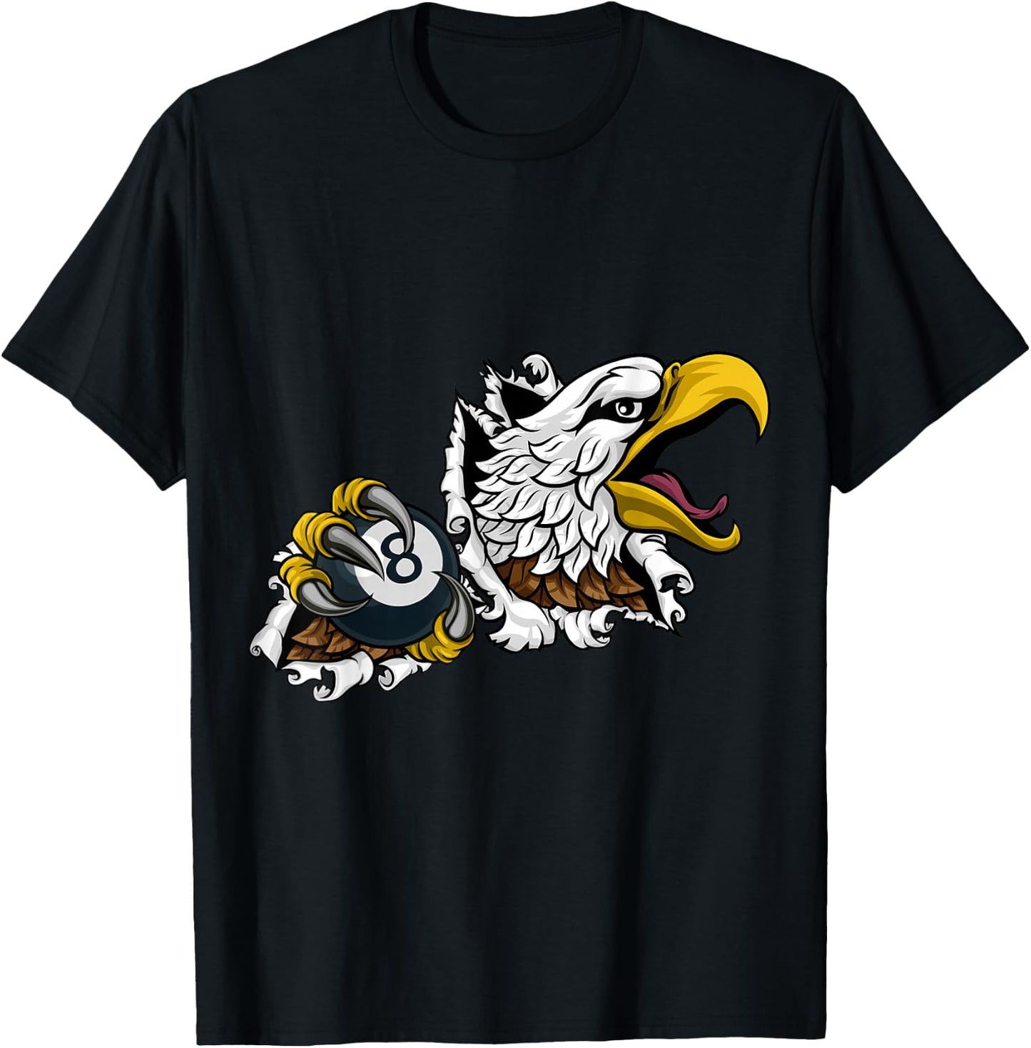 Eagle Pool 8 Ball Billiards Cartoon T-Shirt - T-Shirt | Black