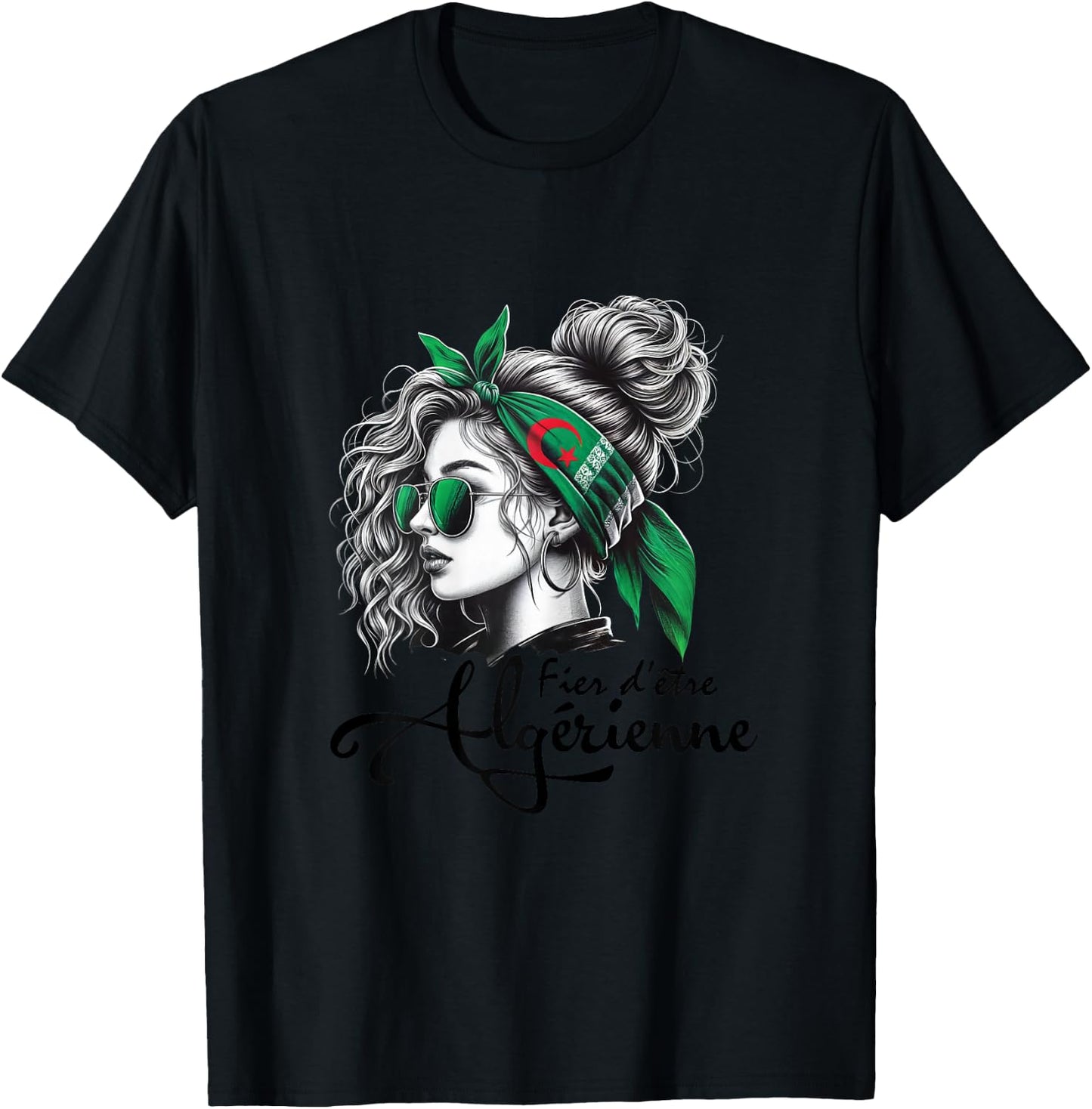 Proud to be Algerian Woman Girl Gift Algerian Flag , white, Female X-Small T-Shirt - T-Shirt | Black