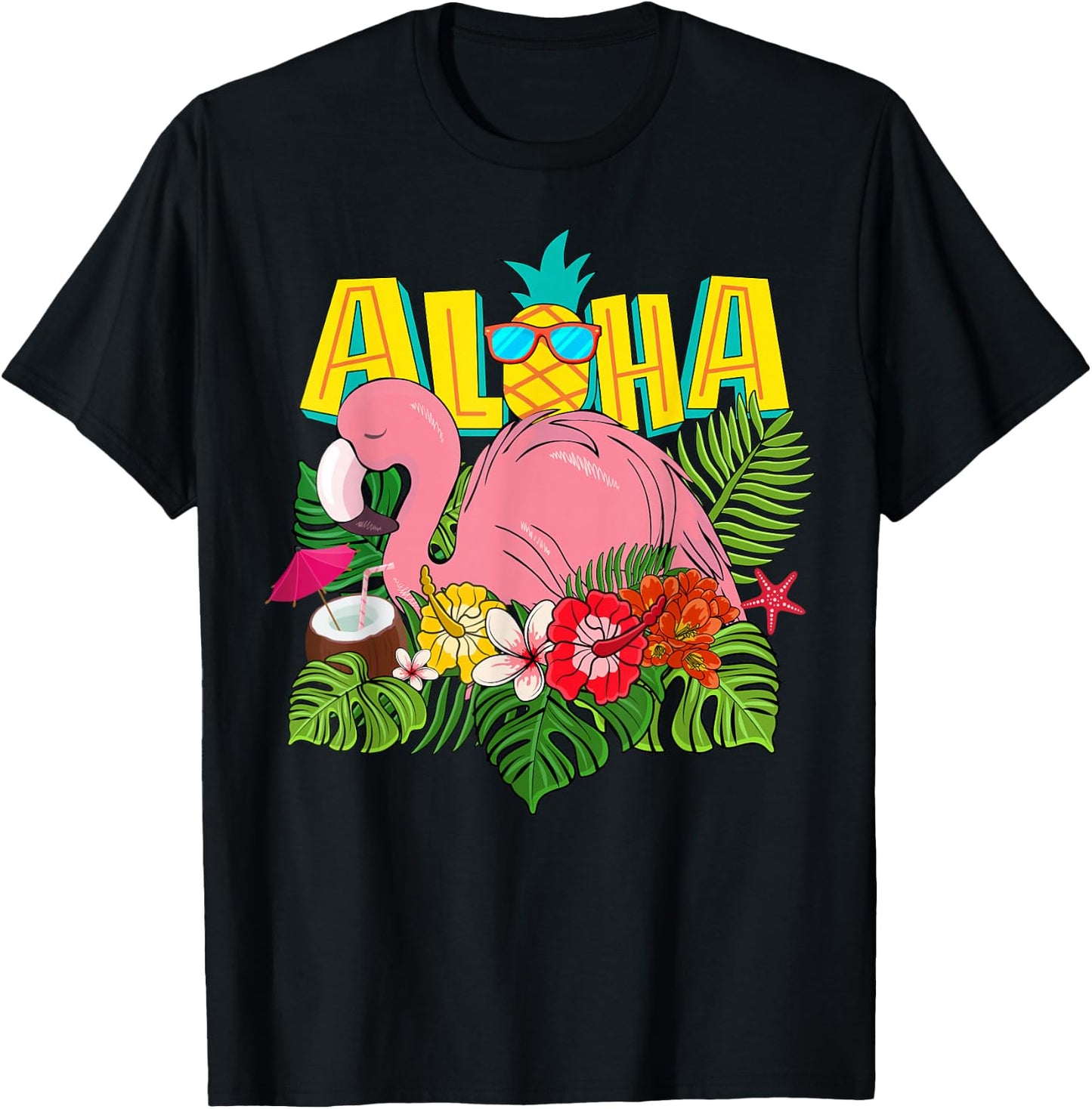 Aloha Hawaiian-Shirt Kids Girl Women Flamingo Hawaii T-Shirt - T-Shirt | Black
