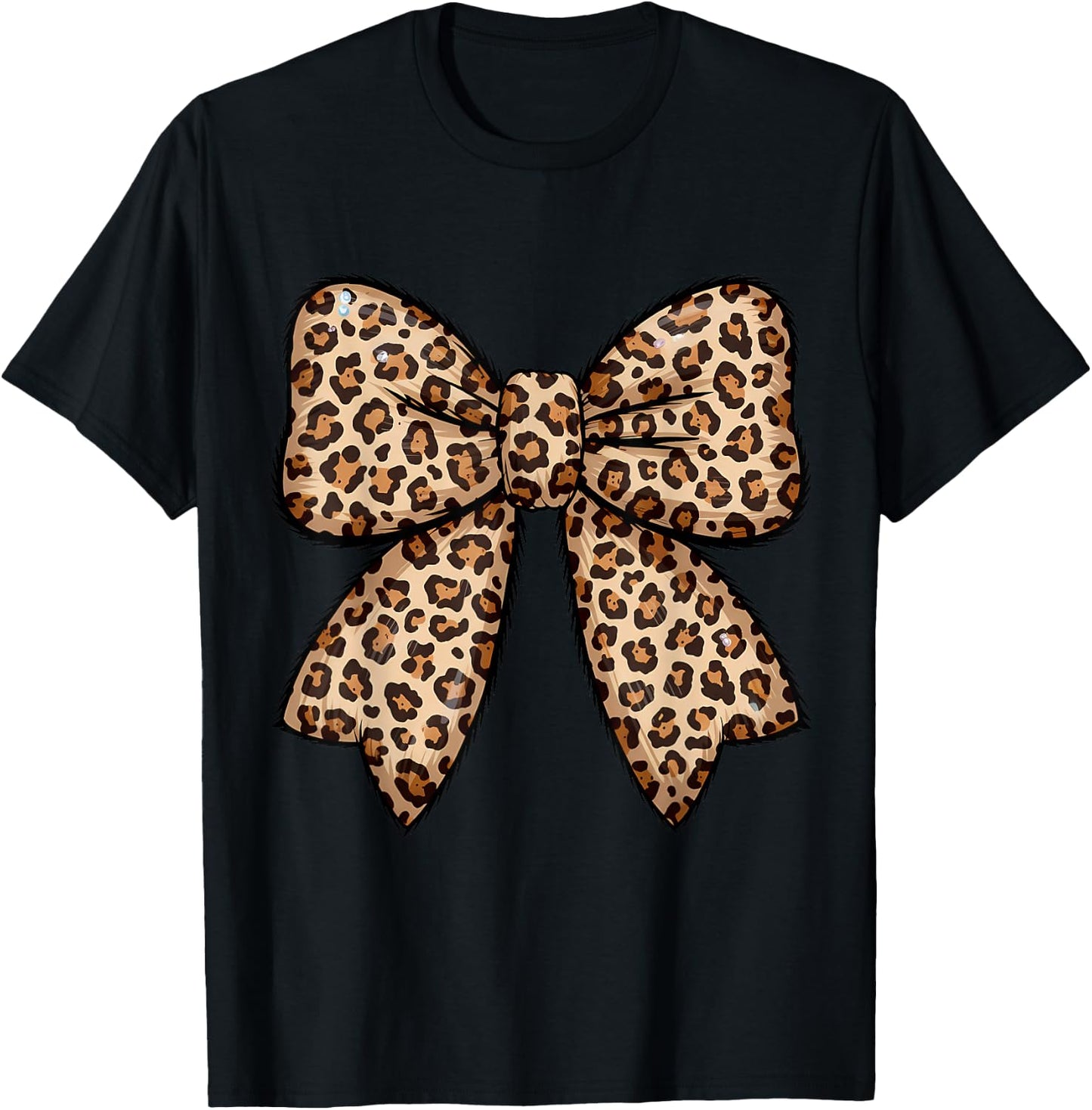 Leopard Pattern Coquette Bow Cheetah T-Shirt - T-Shirt | Black