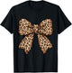 Leopard Pattern Coquette Bow Cheetah T-Shirt - T-Shirt | Black