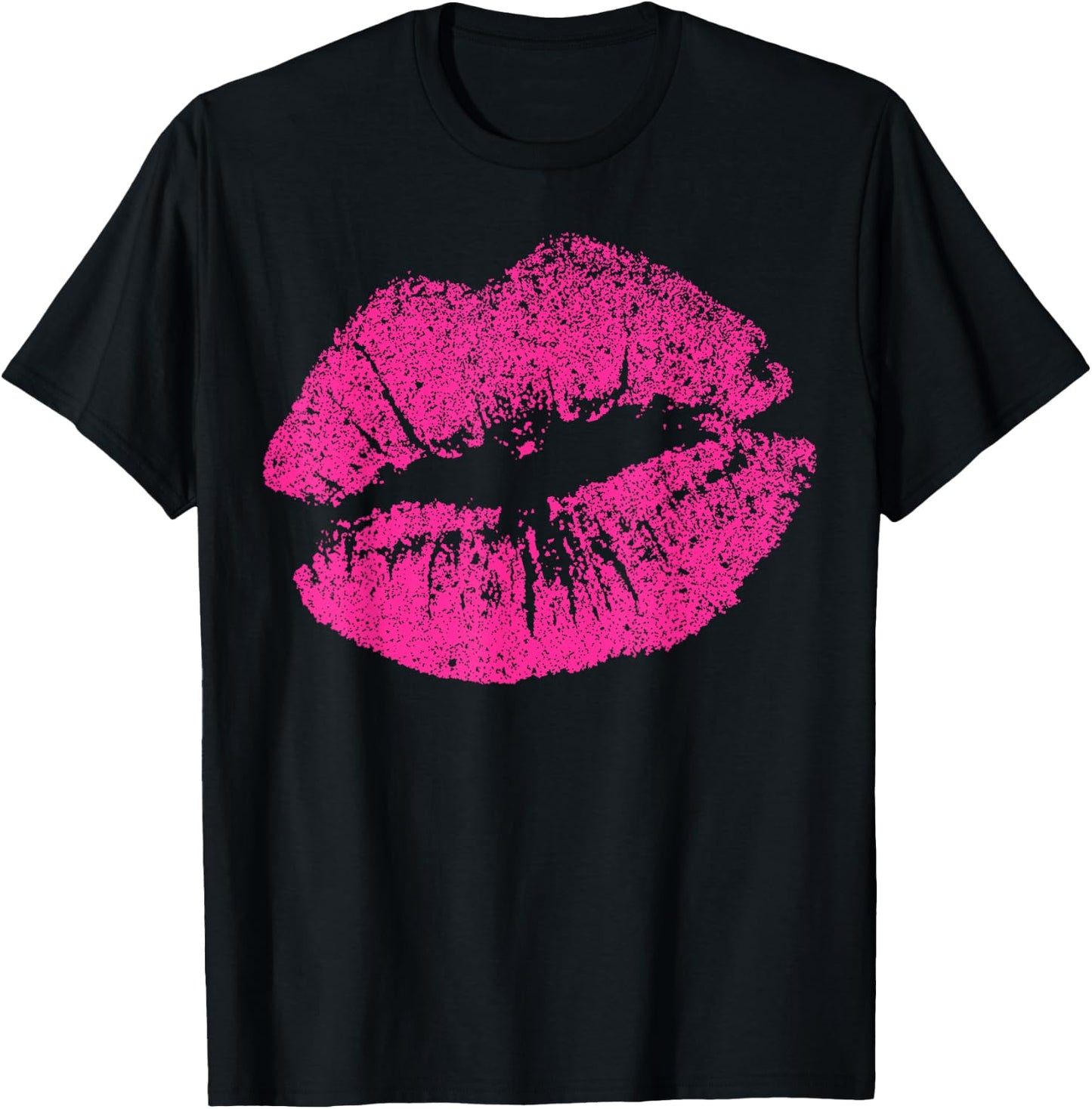Sexy Pink Lips Print Kiss For Seductive Women Girlfriend T-Shirt - T-Shirt | Black