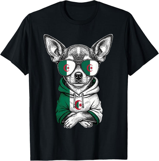 Algeria Roots Dog Algerian Flag T-Shirt - T-Shirt | Black