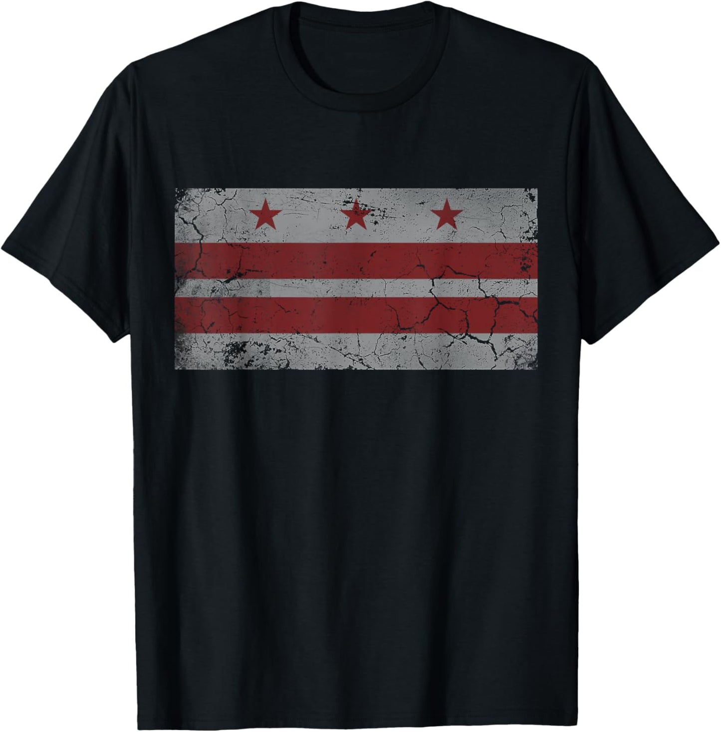 Retro Patriotic Flag of Washington D.C. Vintage Distressed T-Shirt - T-Shirt | Black