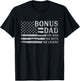 Bonus Dad Man Myth Legend Grey USA Flag Fathers Day Step Dad T-Shirt - T-Shirt | Black