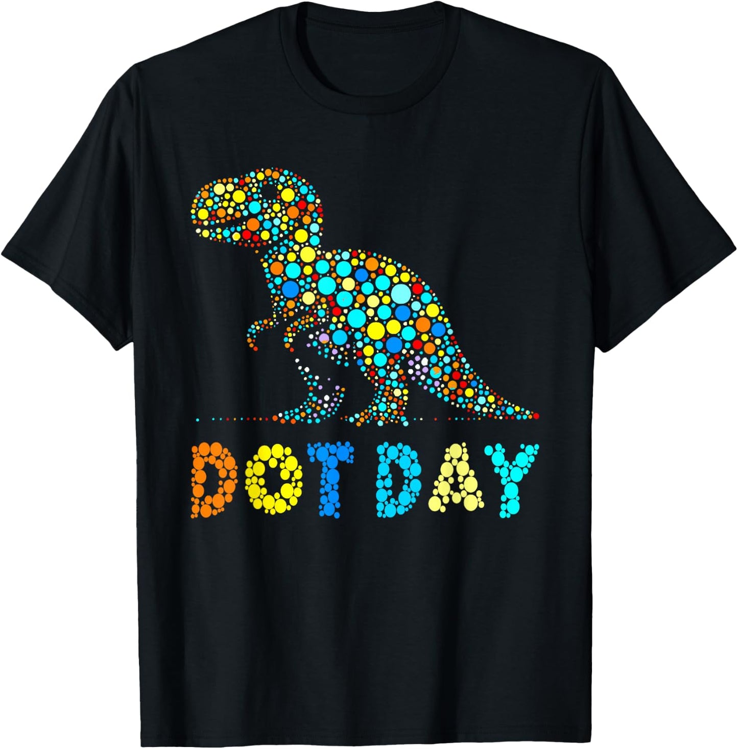 Happy Dot Day 2024 Dino Dinosaur Graphic Kids Teachers T-Shirt - T-Shirt | Black