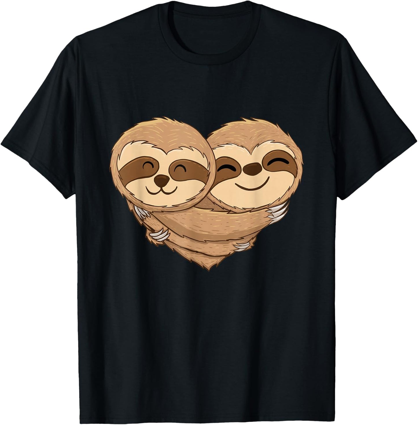 Sloth Couple - Lover Valentines Heart Wildlife Zookeeper T-Shirt - T-Shirt | Black
