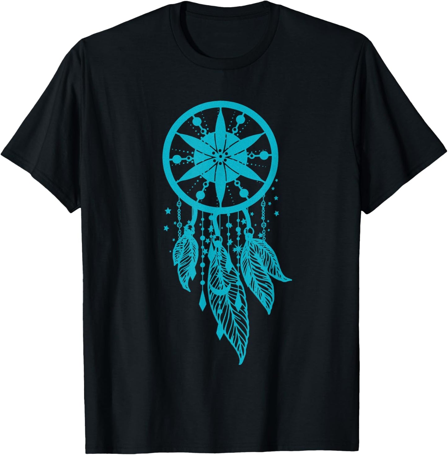 Teal dream catcher moon boho style dream catcher T-Shirt - T-Shirt | Black