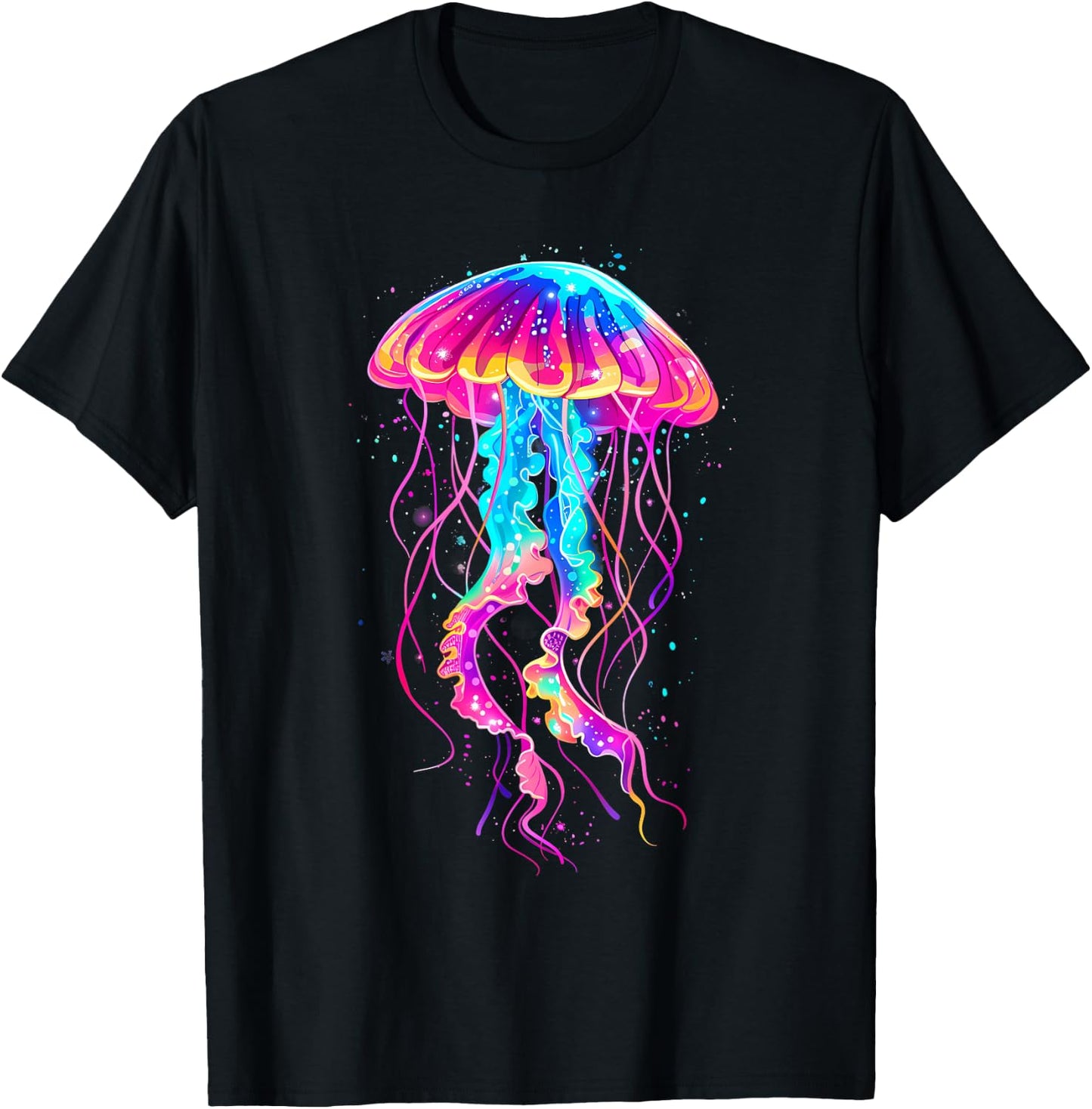 Jellyfish Sea Ocean Jellyfish Motif Marine Mammal Artwork T-Shirt - T-Shirt | Black