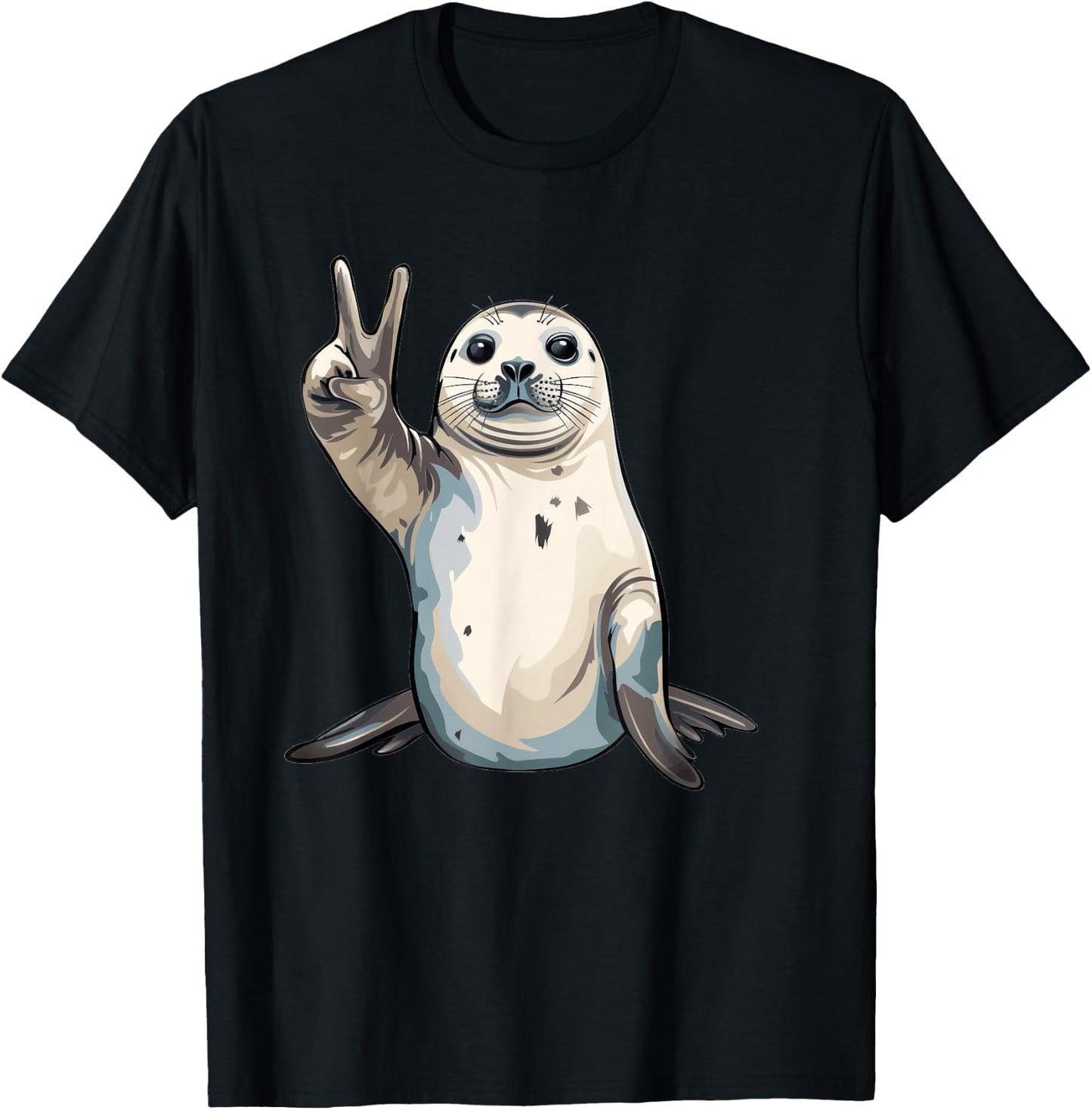 Harp Seal Showing The Peace Sign T-Shirt - T-Shirt | Black