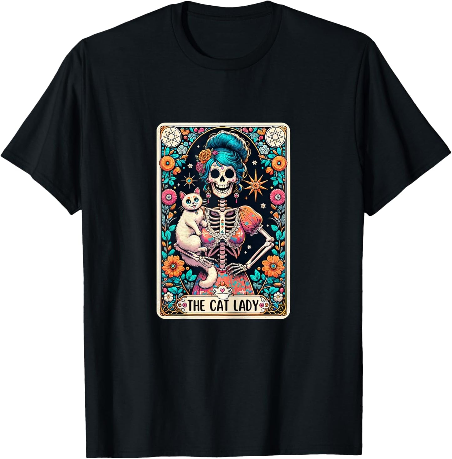 Cat Lady Tarot Card Gothic Women Cat Mom Mothers Day T-Shirt - T-Shirt | Black
