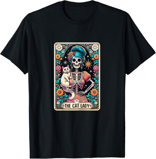 Cat Lady Tarot Card Gothic Women Cat Mom Mothers Day T-Shirt - T-Shirt | Black