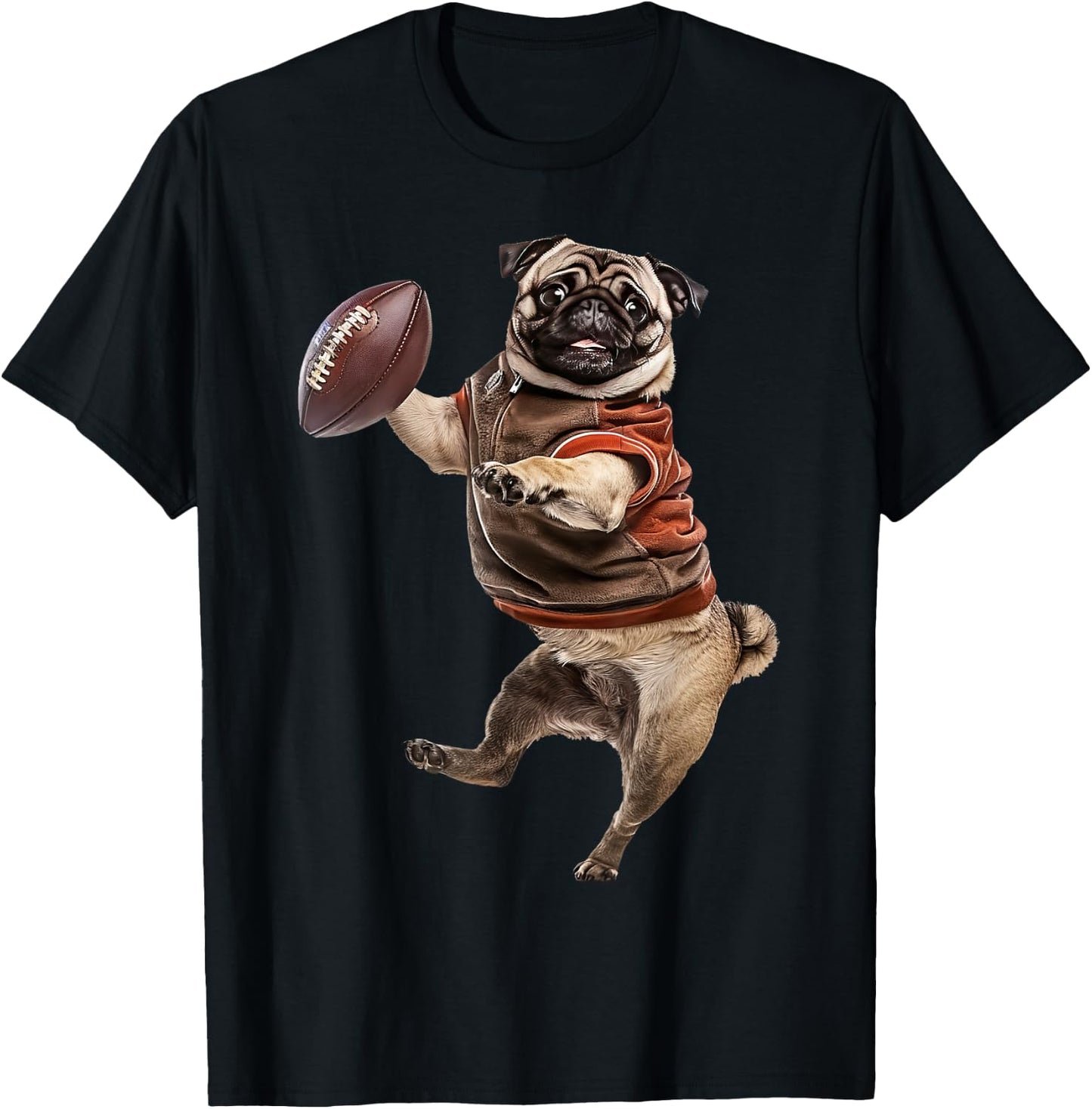 Pug Football T-Shirt - T-Shirt | Black