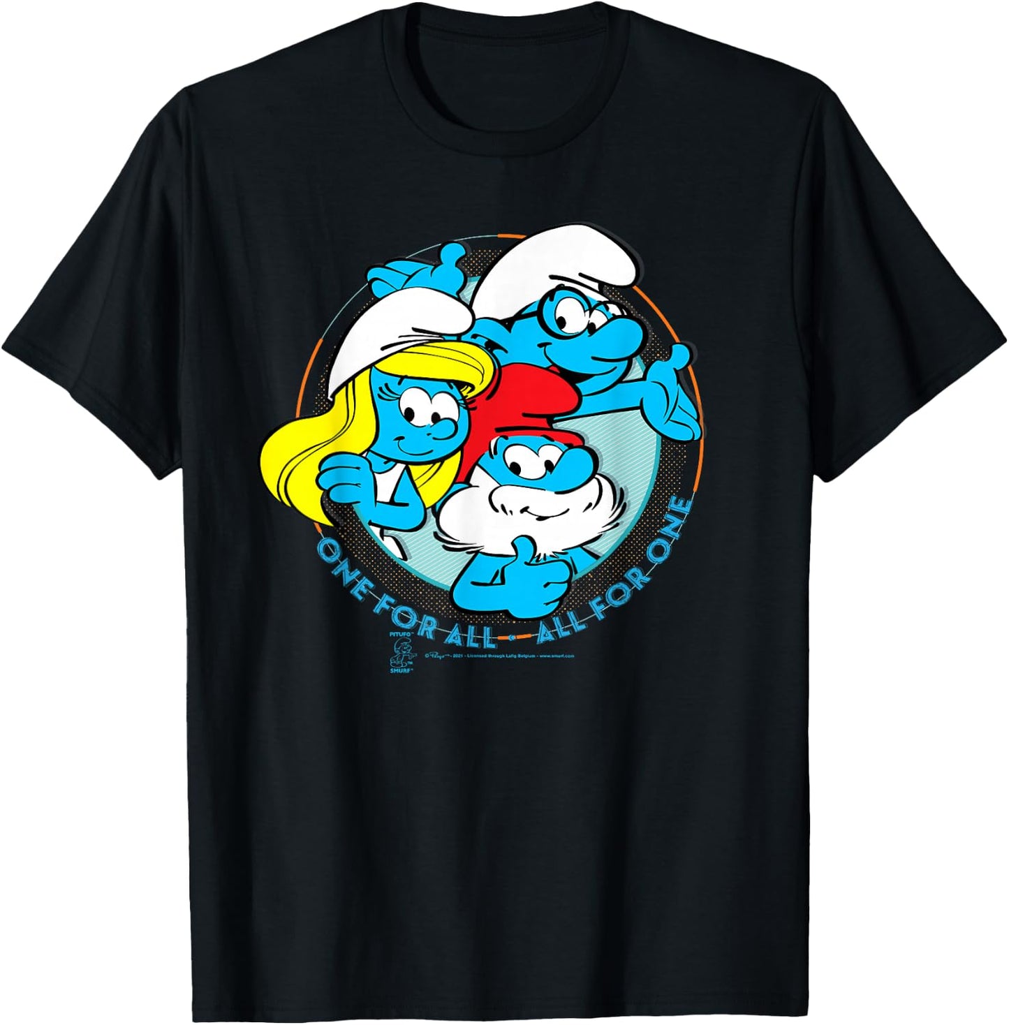 The Smurfs Papa Smurf Smurfette All for One T-Shirt - T-Shirt | Black