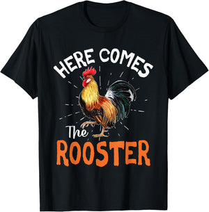 Here Comes The Rooster Shirt Chicken Lady Outfit T-Shirt - T-Shirt | Black