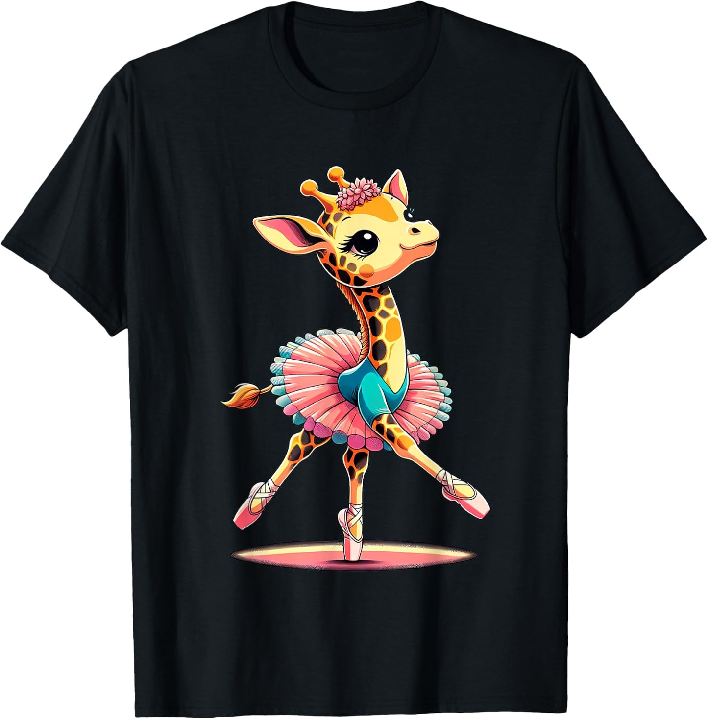 Ballerina Giraffe Dancing T-Shirt - T-Shirt | Black