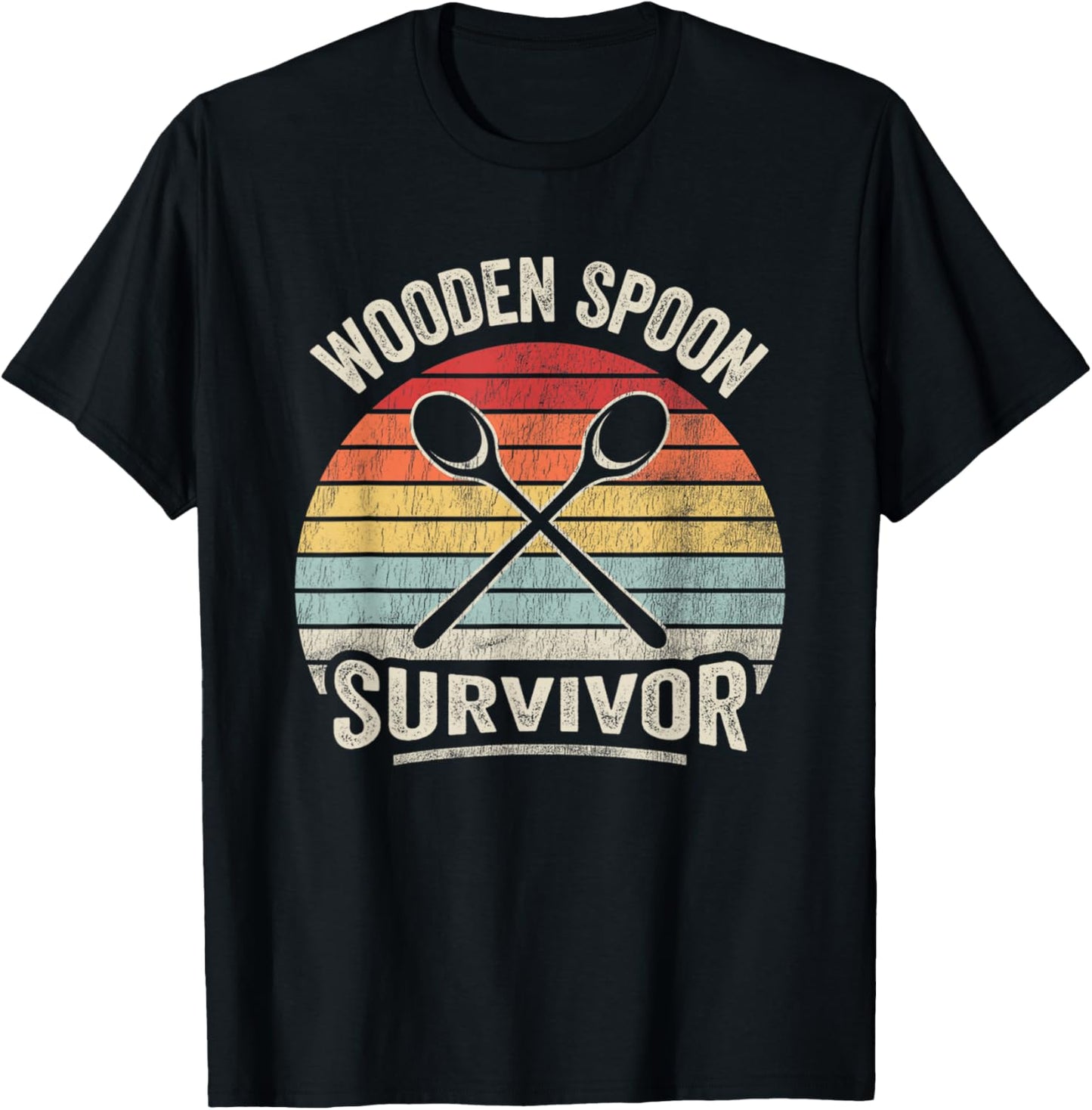 Wooden Spoon Survivor Funny Retro Vintage Graphic T-Shirt - T-Shirt | Black