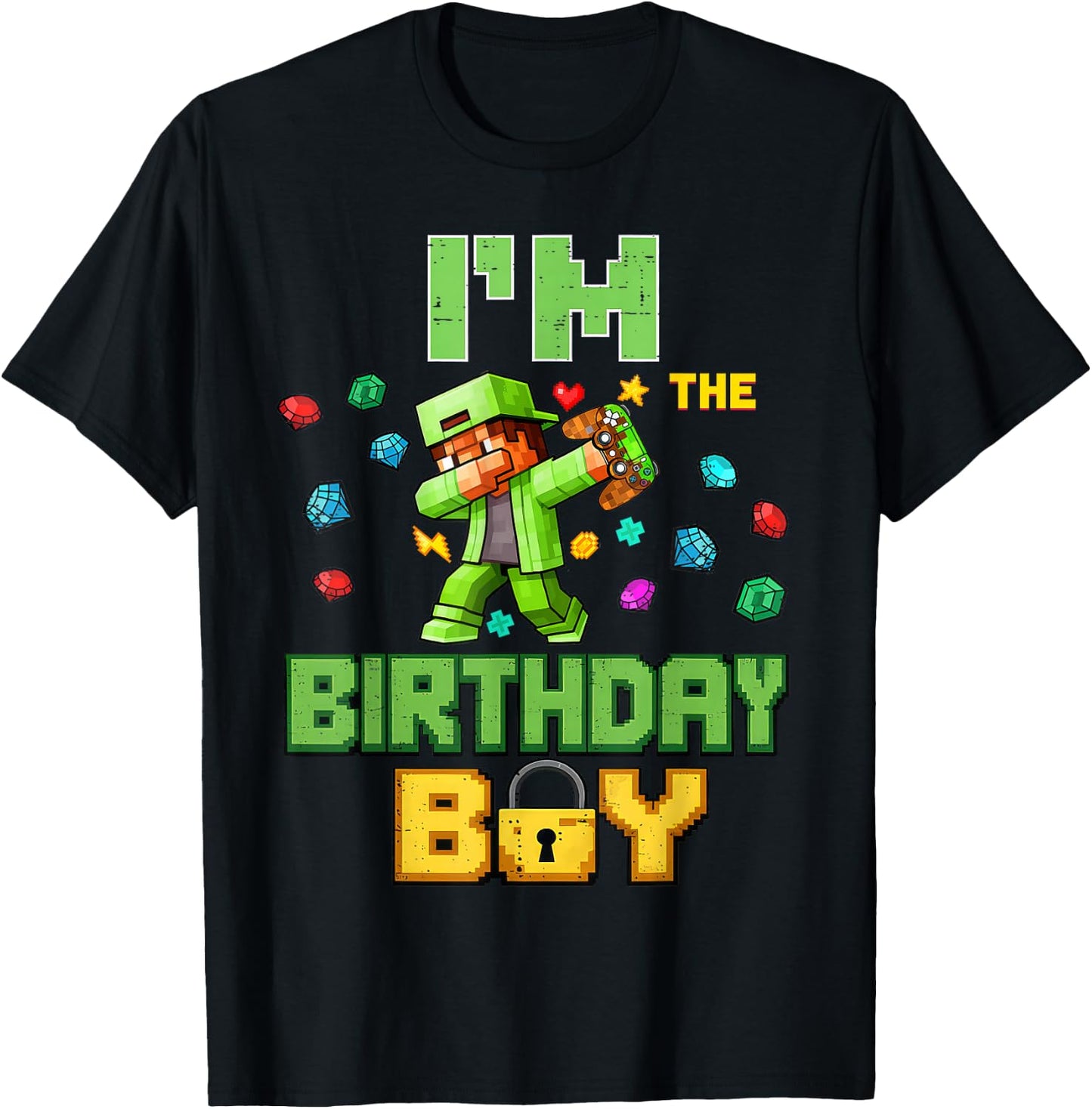 Im The Birthday Boy Video Gamer Pixel Dab Number for Kids T-Shirt - T-Shirt | Black