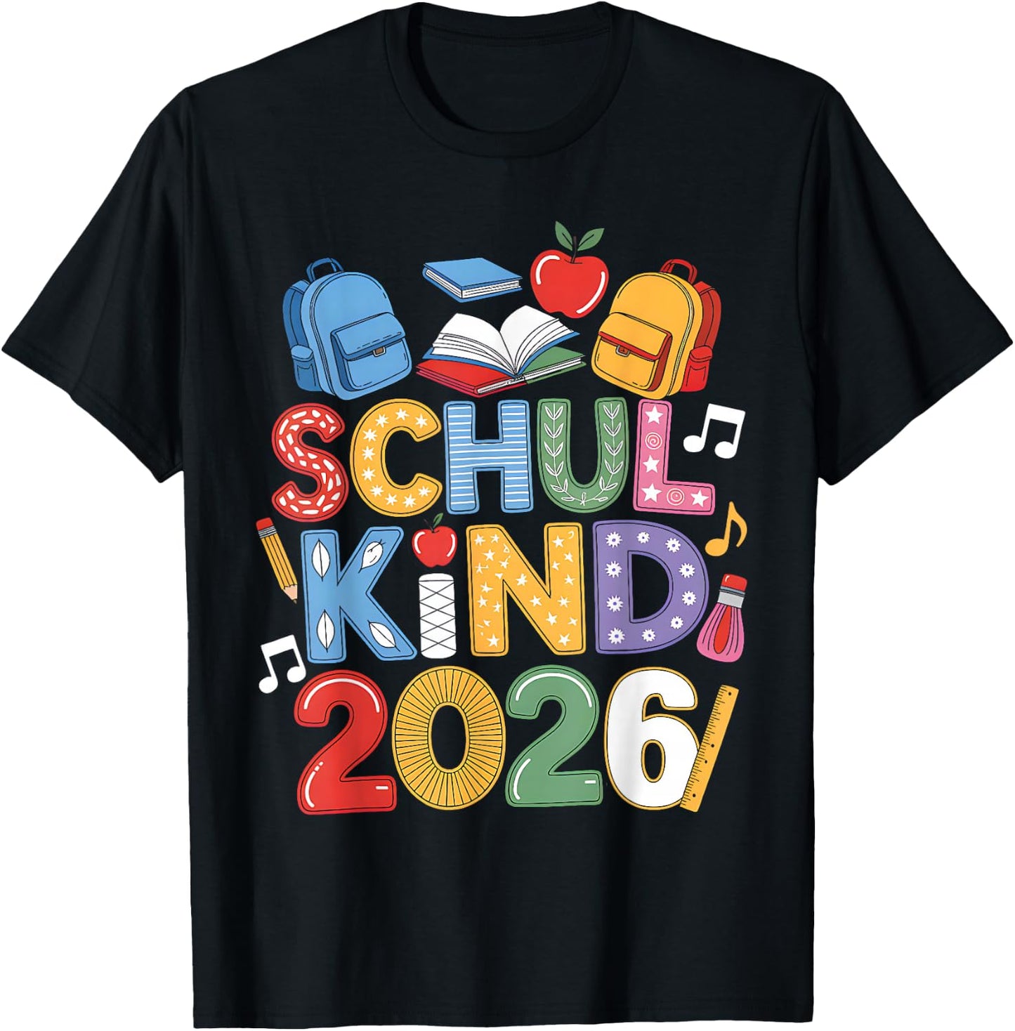 Schulkind 2026 Einschulung 2026 1.Klasse Zurück Zur Schule T-Shirt - T-Shirt | Black