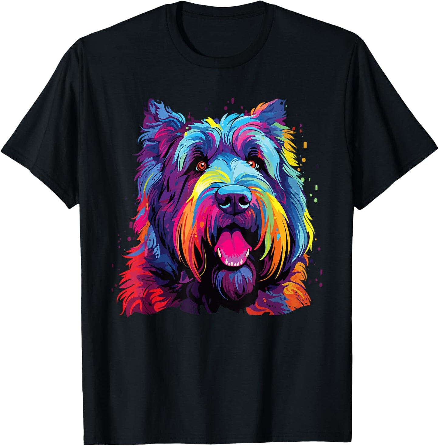 Watercolor Colorful Bouvier Des Flandres Dog Men Women Girls Kids T-Shirt - T-Shirt | Black