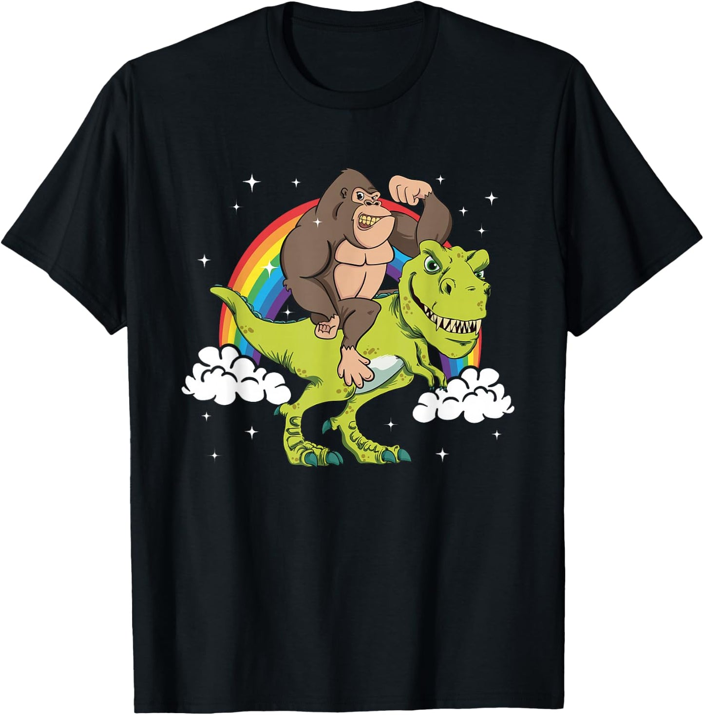 T-Rex Tyrannosaurus Dinosaur Dino Monkey Gorilla Ape Gift T-Shirt - T-Shirt | Black