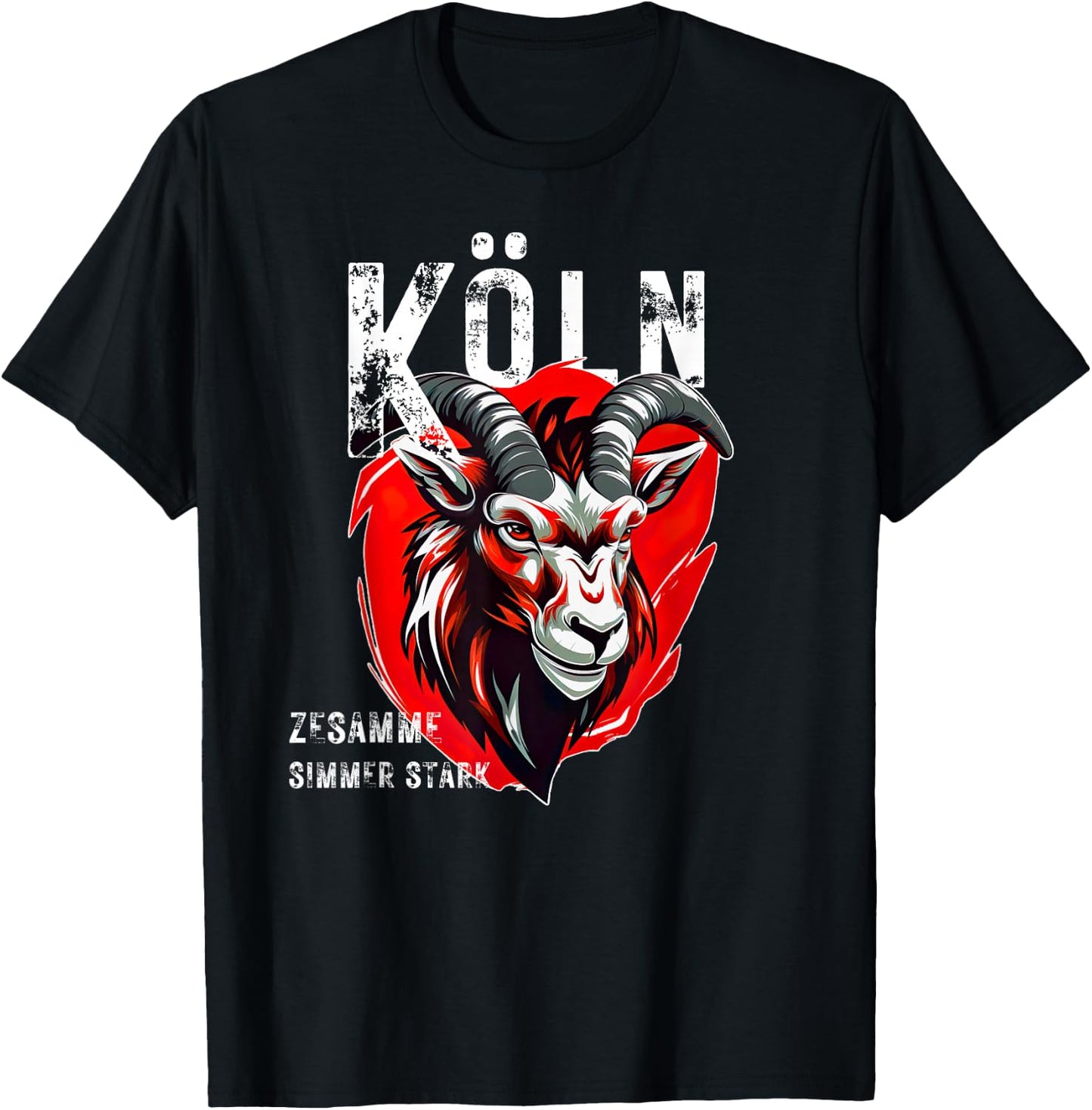 with German Text "Köln zesamme simmer stark" [German Language], black T-Shirt - T-Shirt | Black
