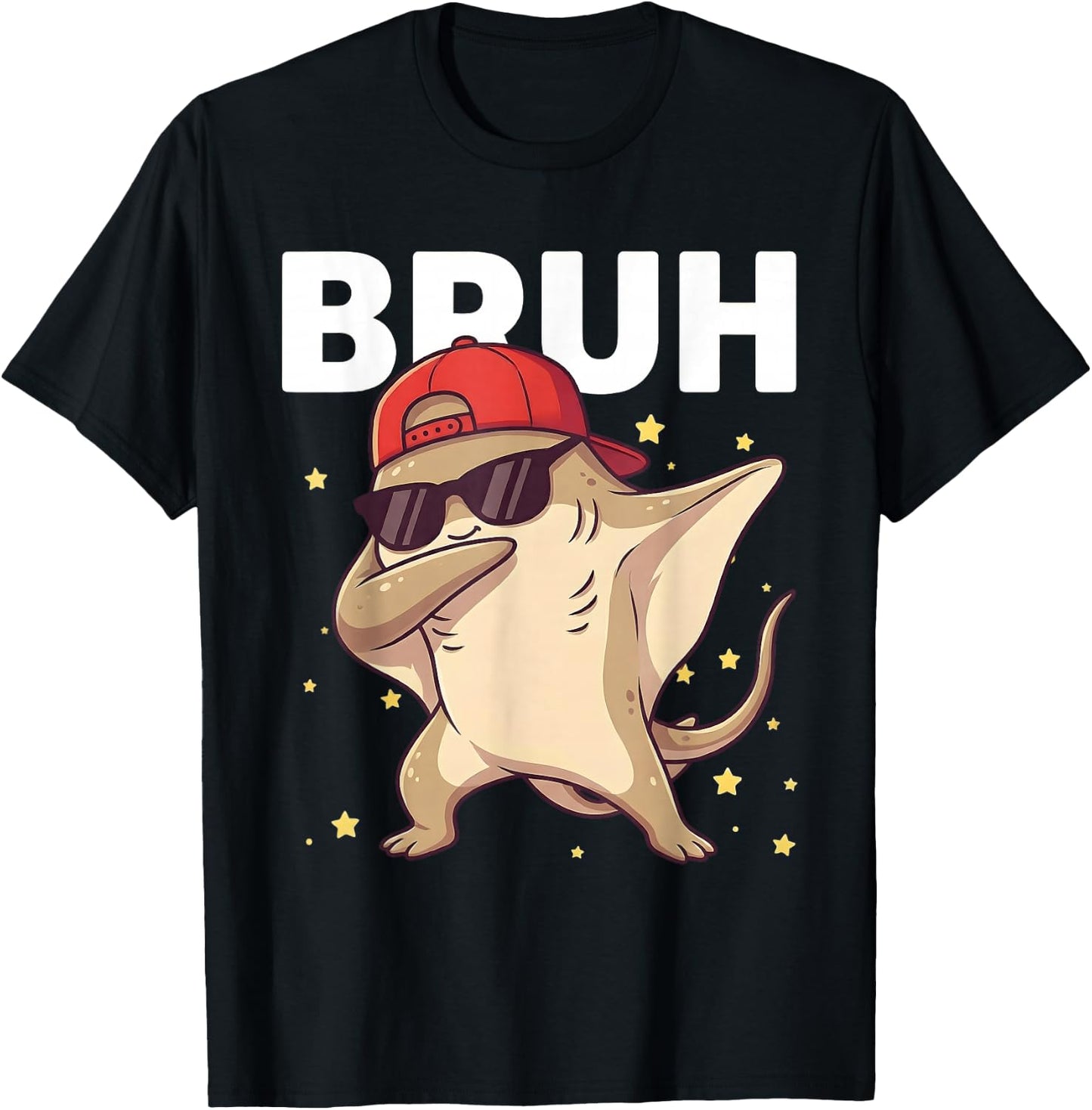 Bruh Funny Dabbing Stingray Kids Boys Ocean Animal Lover T-Shirt - T-Shirt | Black