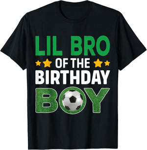 Lil Bro Of The Birthday Boy Soccer Birthday Celebration T-Shirt - T-Shirt | Black