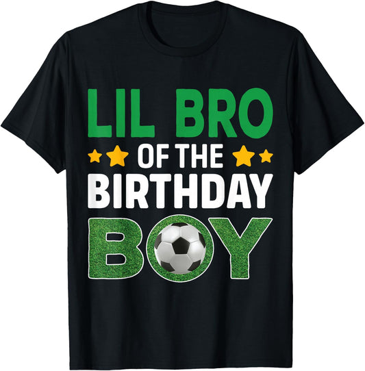 Lil Bro Of The Birthday Boy Soccer Birthday Celebration T-Shirt - T-Shirt | Black