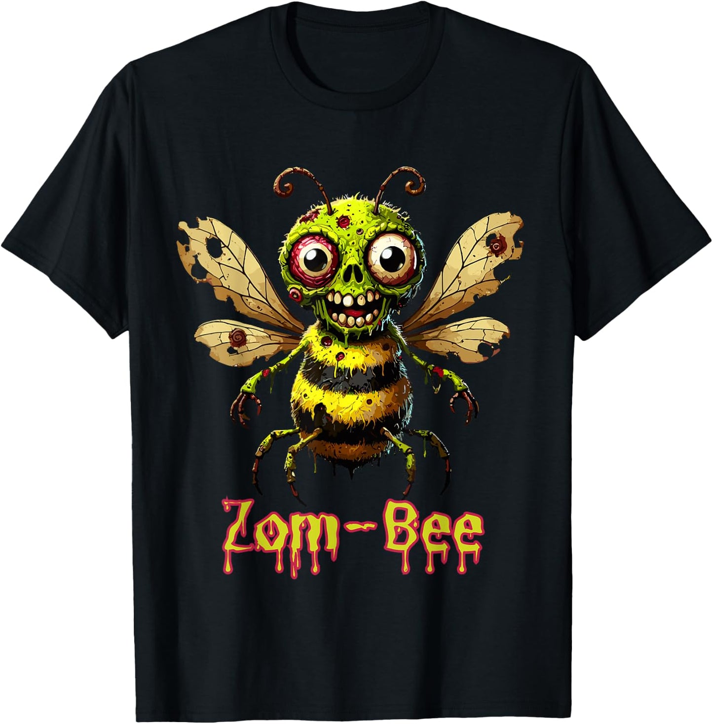Zom-Bee Shirt Adorably Creepy Zombie Bee Cartoon Halloween T-Shirt - T-Shirt | Black