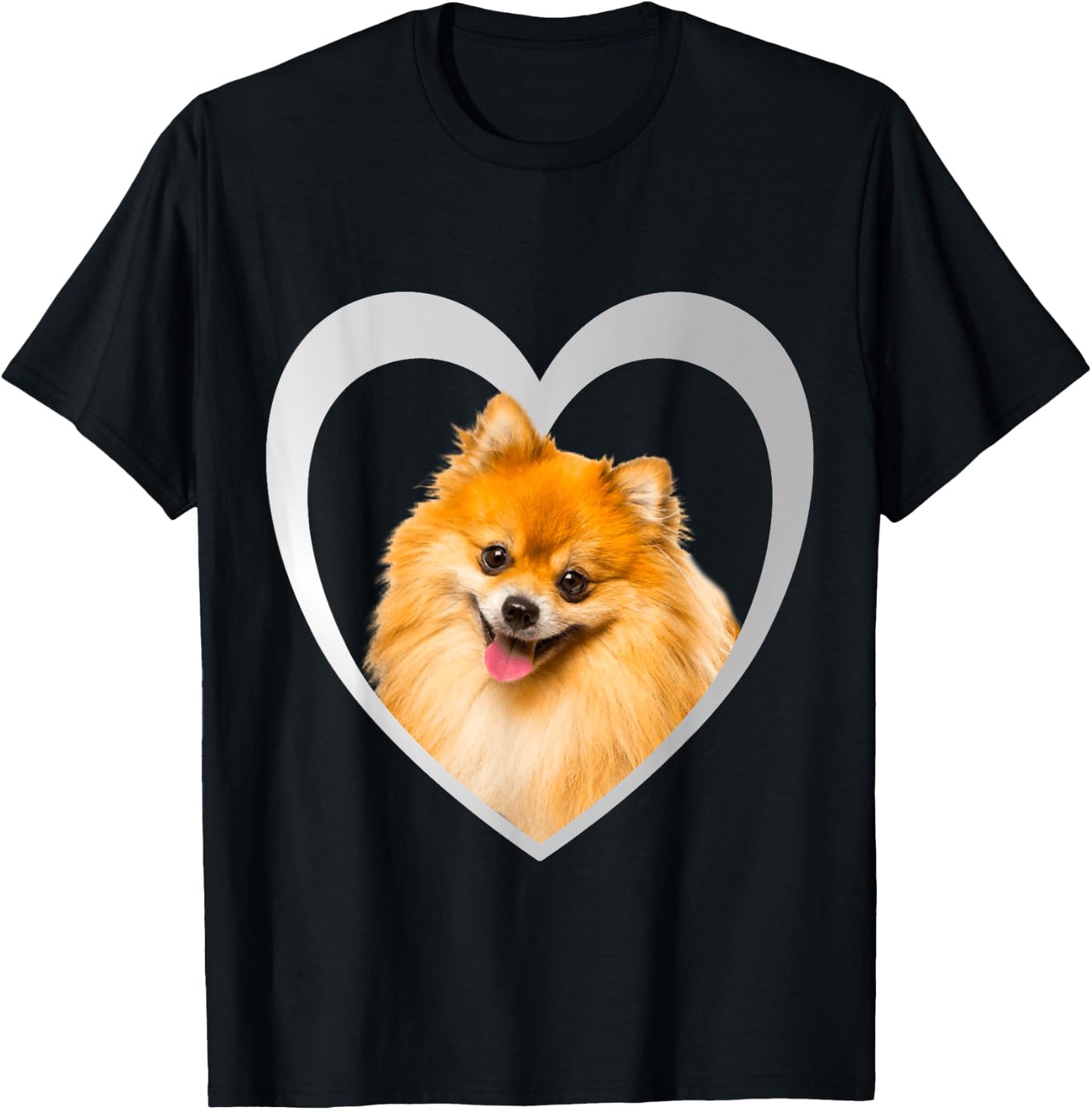 Zwergspitz- - Pomeranian - Herz Liebe Hund T-Shirt - T-Shirt | Black