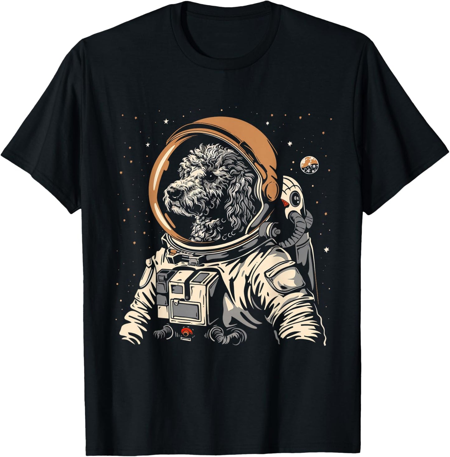 Poodle Labradoodle Astronaut Funny Cute Dog Space Suit T-Shirt - T-Shirt | Black