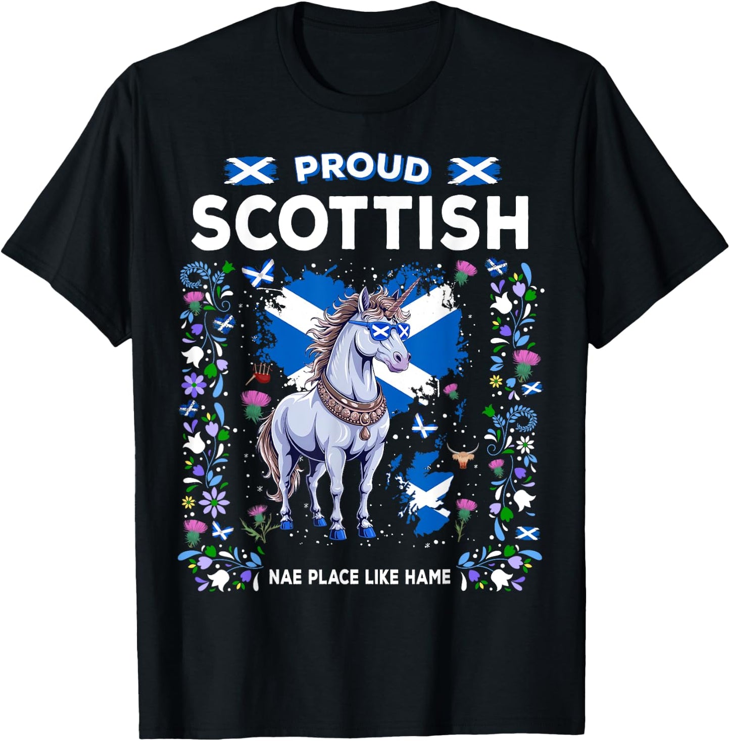 Scottish Unicorn Flag Costume Idea For Kids Scotland Unicorn T-Shirt - T-Shirt | Black