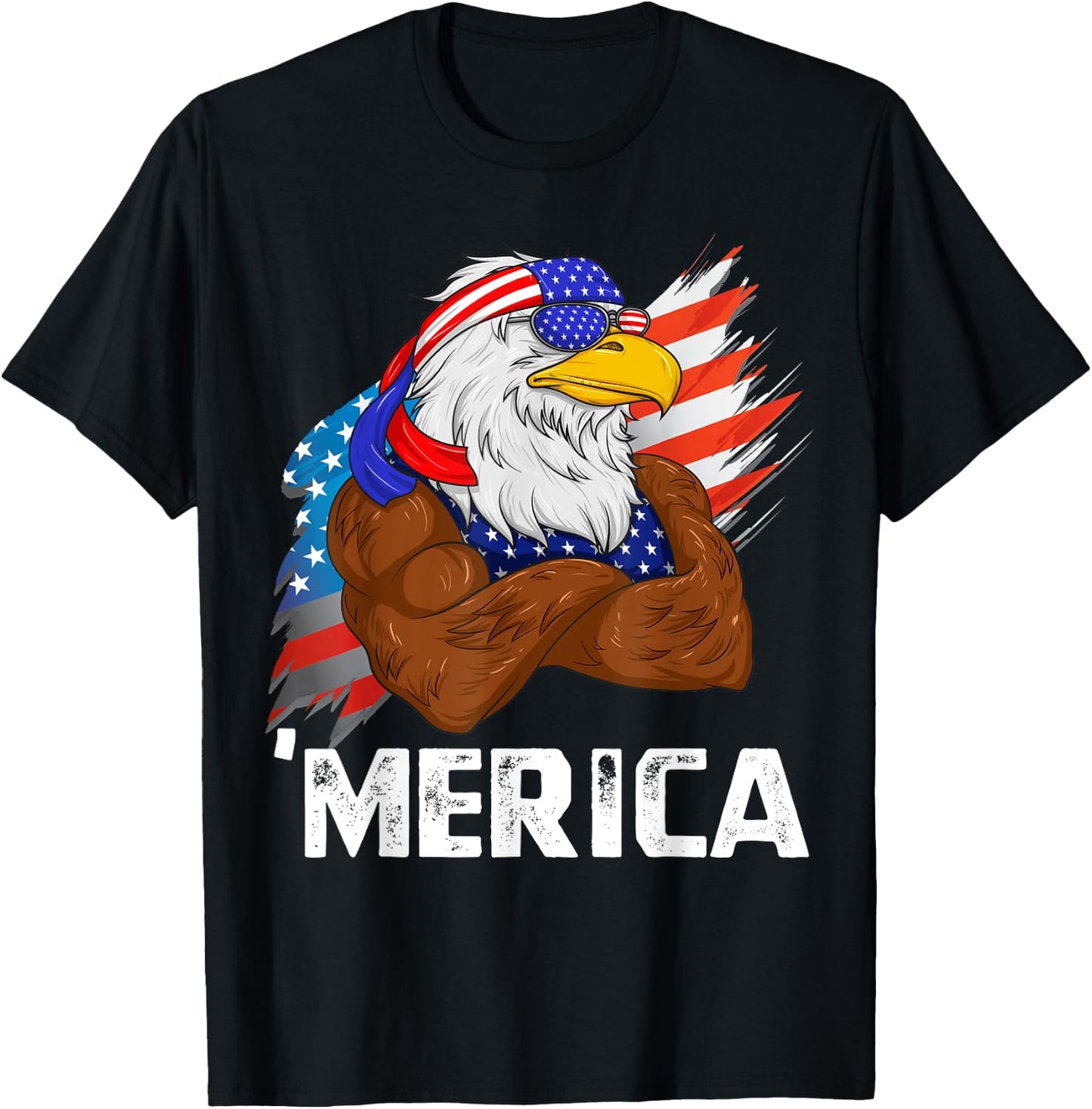 Merica Freedom American USA Eagle Patriotic 4th of July T-Shirt - T-Shirt | Black