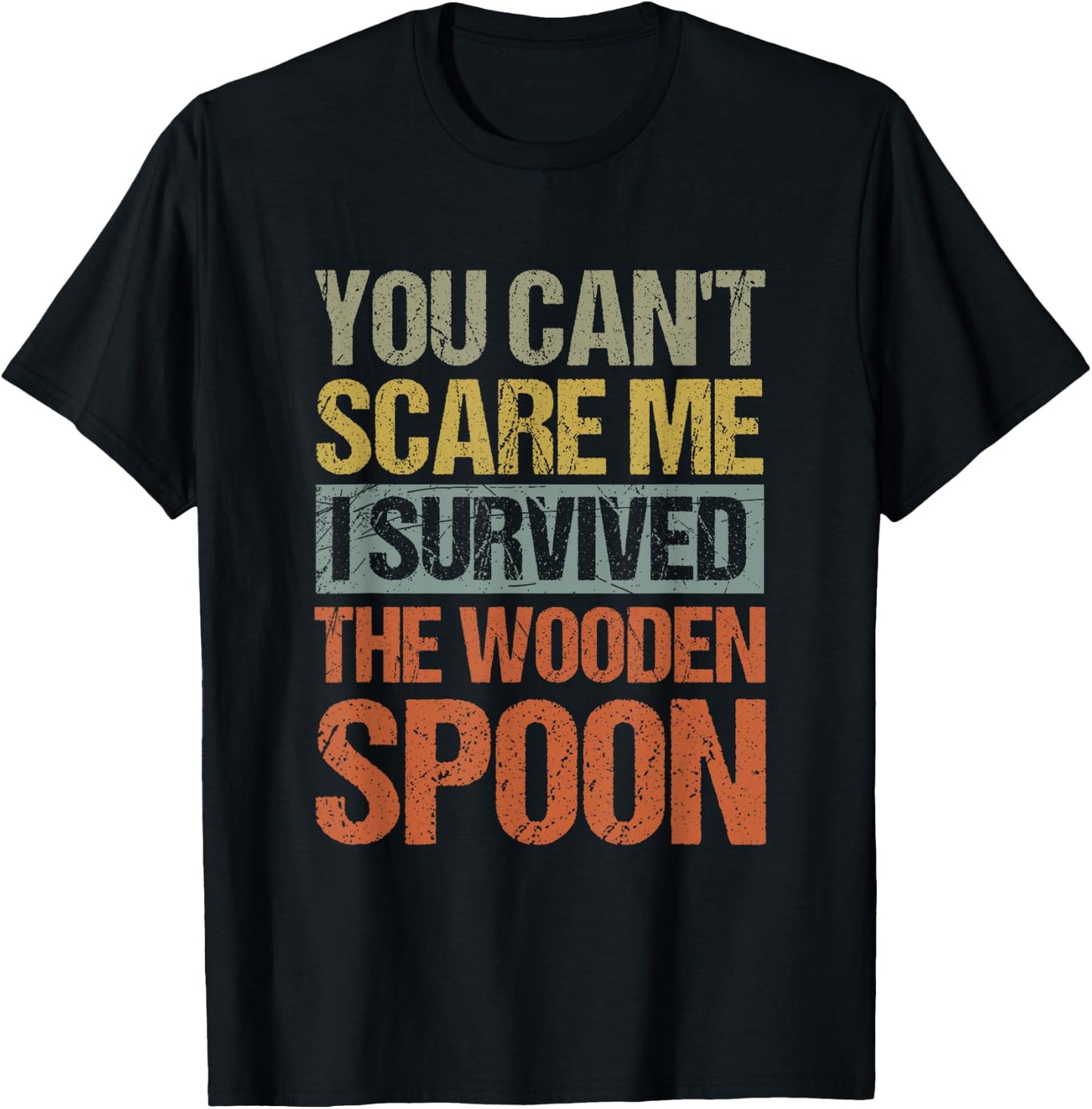 Funny Retro Vintage Wooden Spoon Survivor T-Shirt - T-Shirt | Black