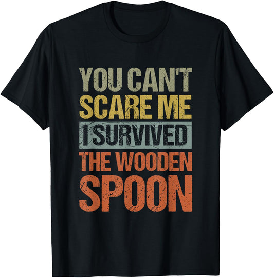 Funny Retro Vintage Wooden Spoon Survivor T-Shirt - T-Shirt | Black