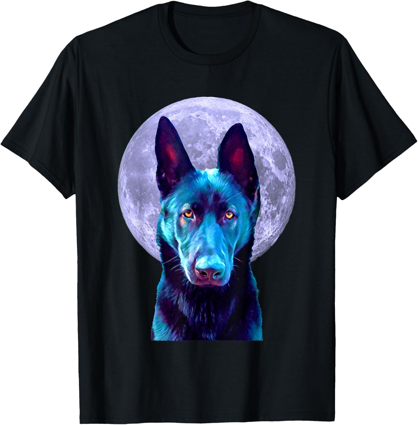 Black German Shepherd Moon: Dog Lovers, Owners, Moms, Dads T-Shirt - T-Shirt | Black