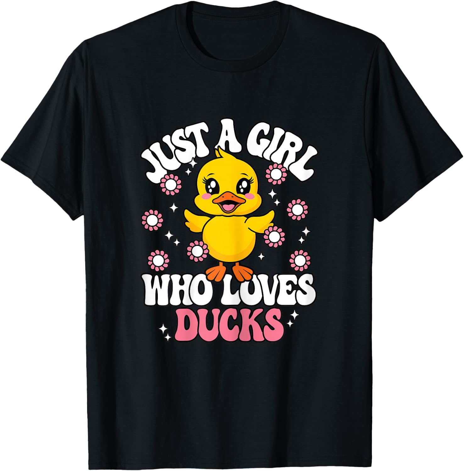 Just A Girl Who Loves Ducks Cute Duck Girls Kids T-Shirt - T-Shirt | Black